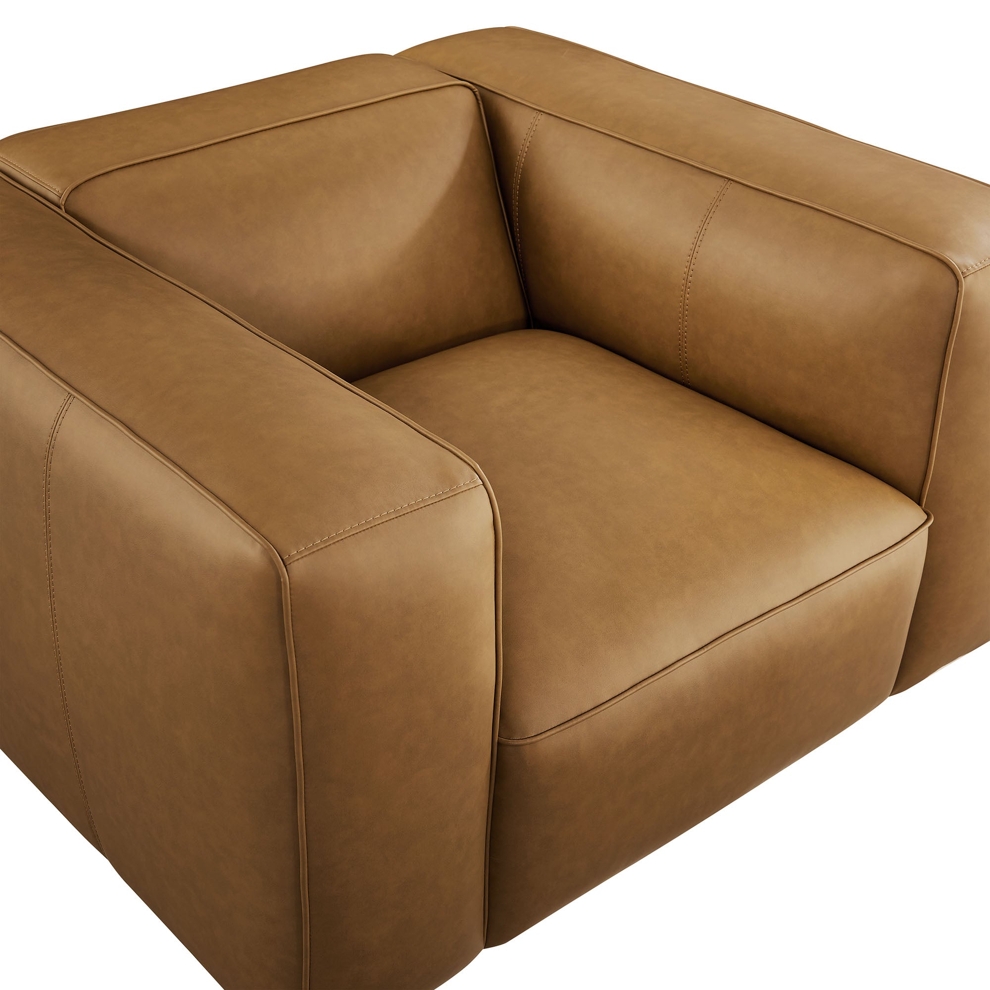 Auren Upholstered Vegan Leather Modular Armchair, Camel
