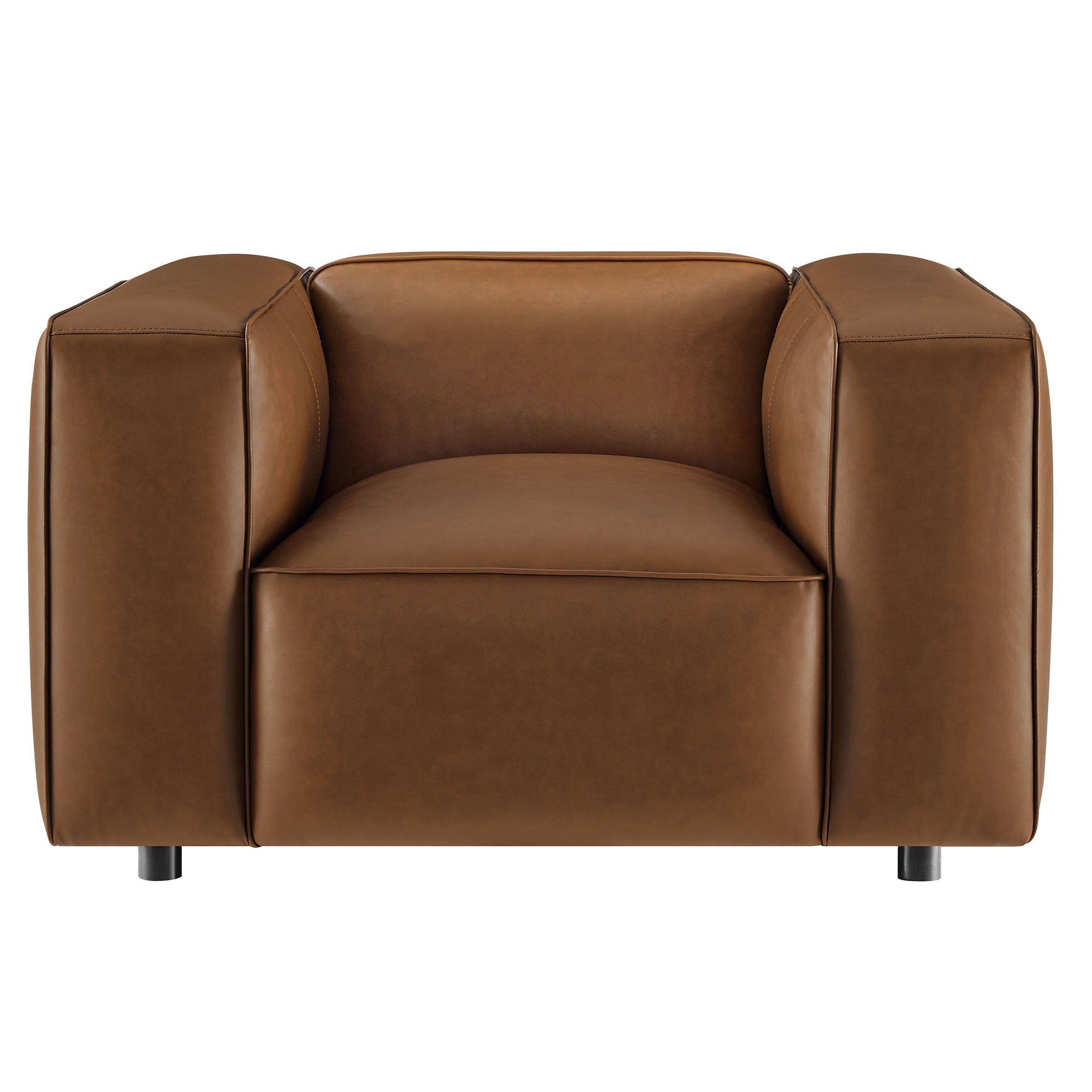 Auren Upholstered Vegan Leather Modular Armchair, Coffee