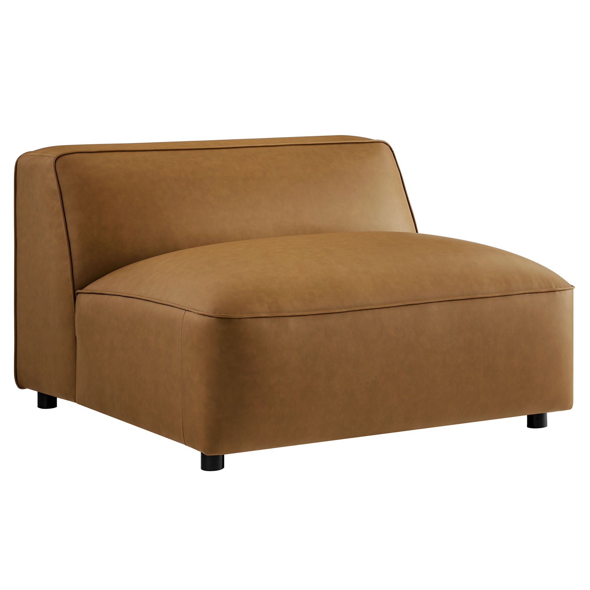 Auren Upholstered Vegan Leather Modular Armless Chair, Camel