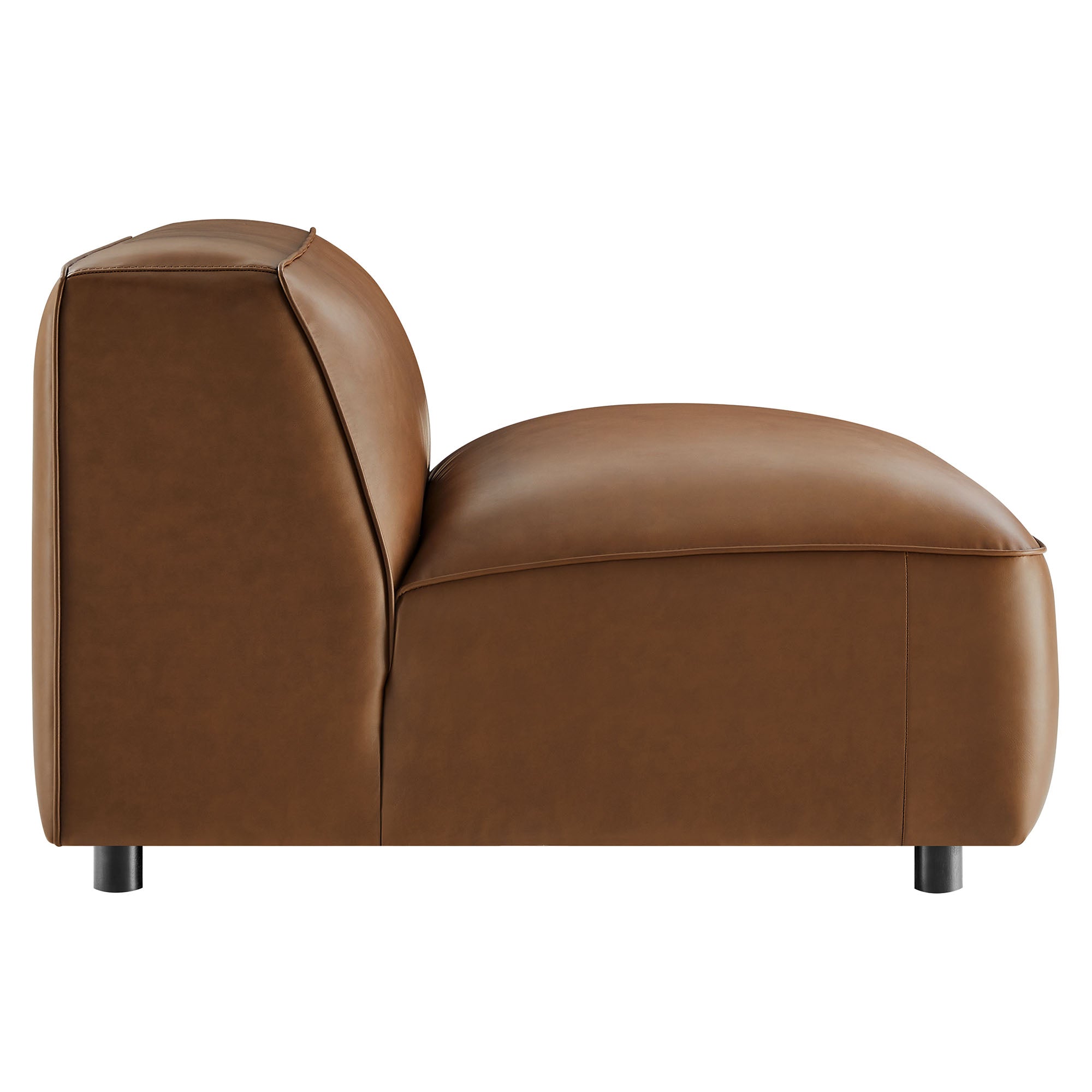 Auren Upholstered Vegan Leather Modular Armless Chair, Coffee