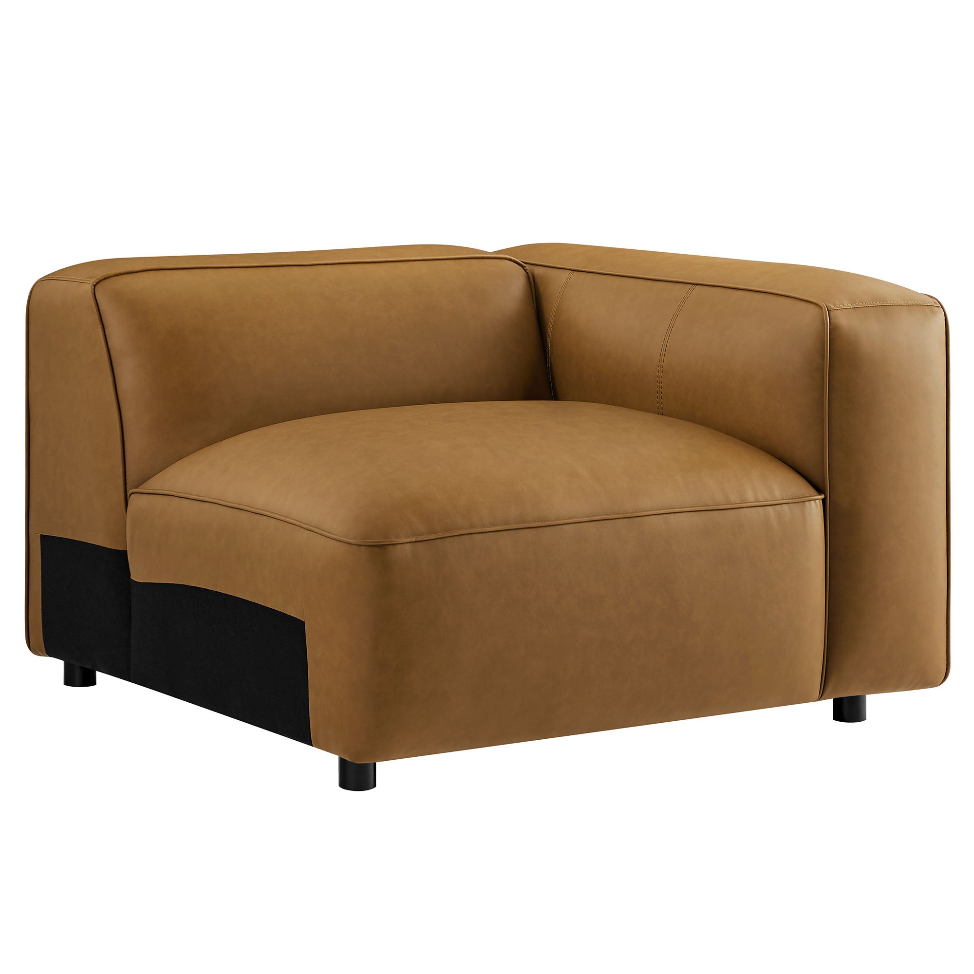 Auren Upholstered Vegan Leather Modular Right Armchair, Camel