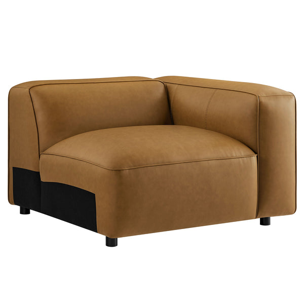 Auren Upholstered Vegan Leather Modular Right Armchair, Camel