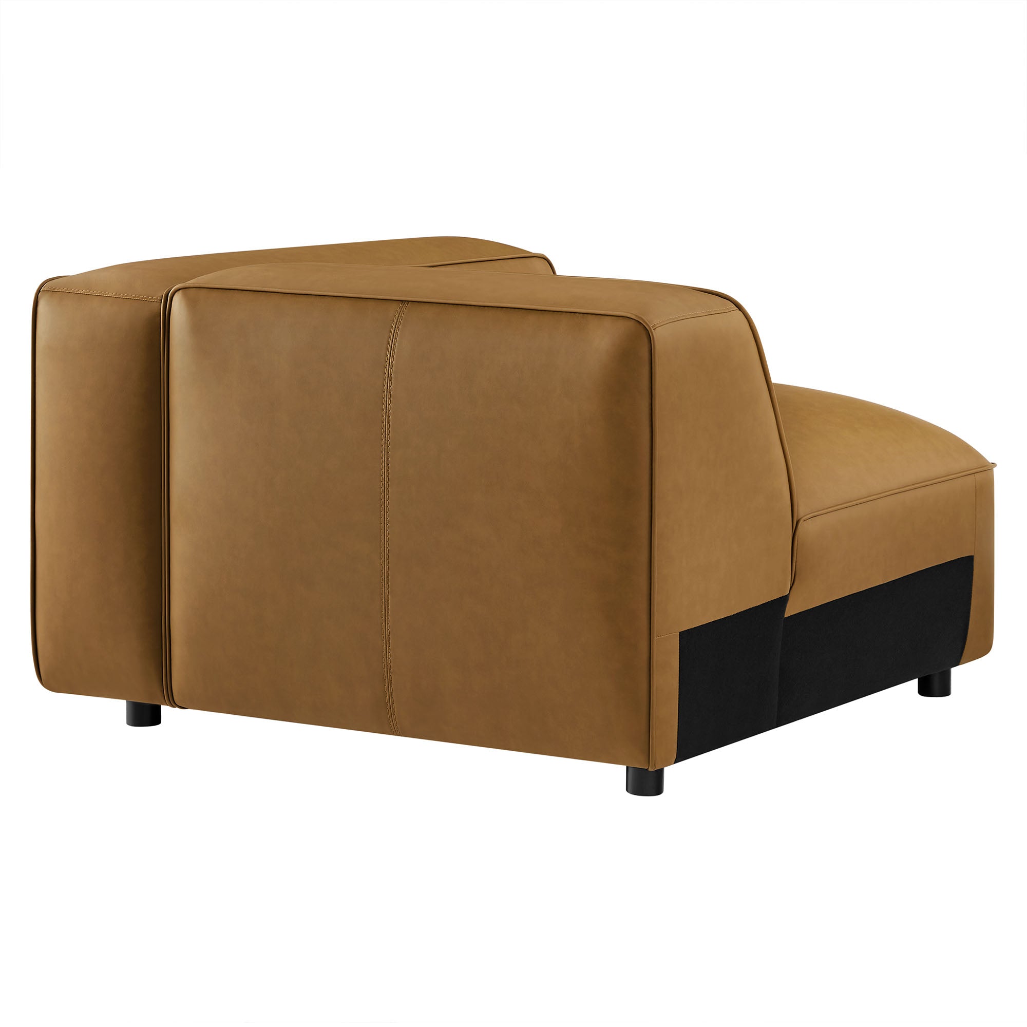 Auren Upholstered Vegan Leather Modular Right Armchair, Camel