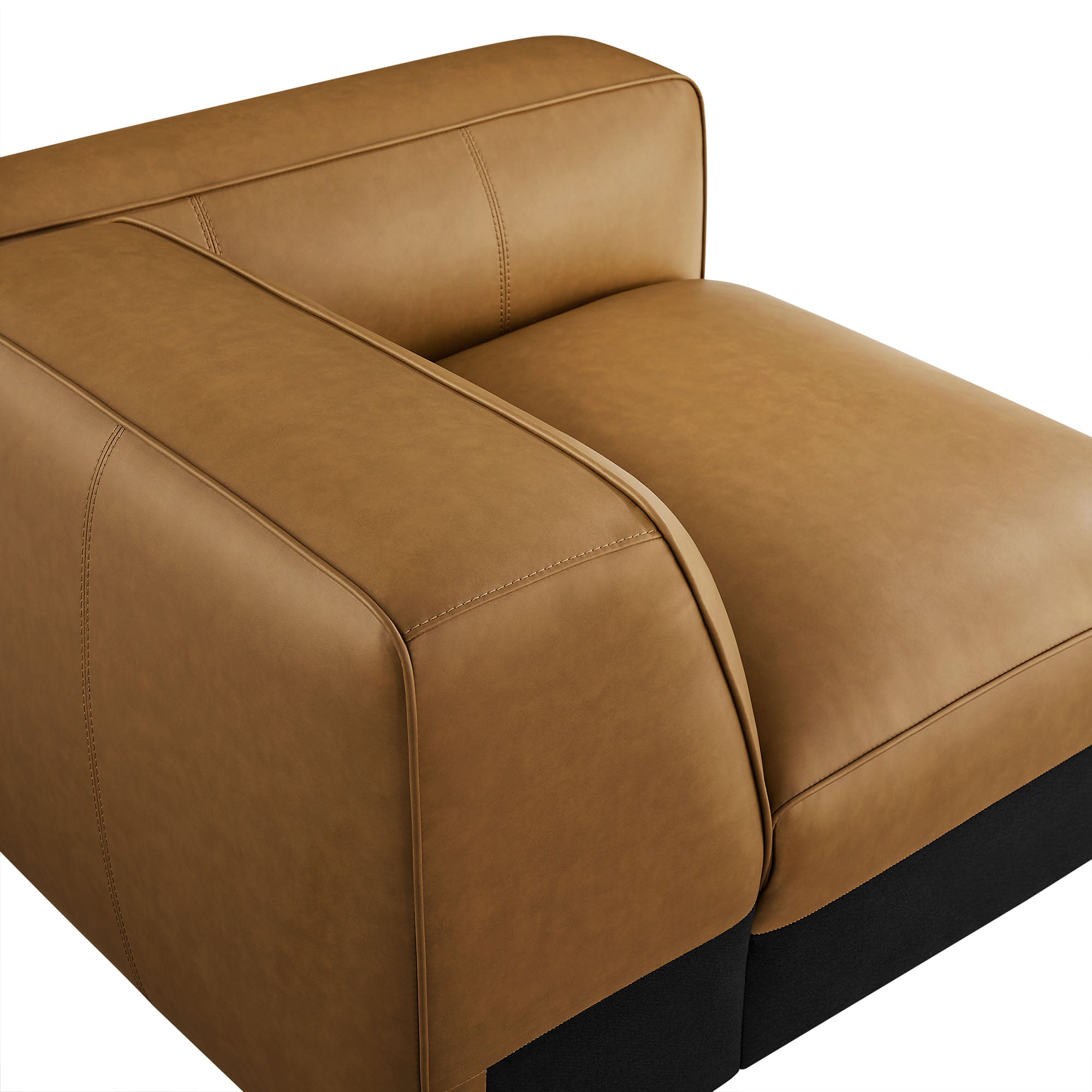 Auren Upholstered Vegan Leather Modular Right Armchair, Camel