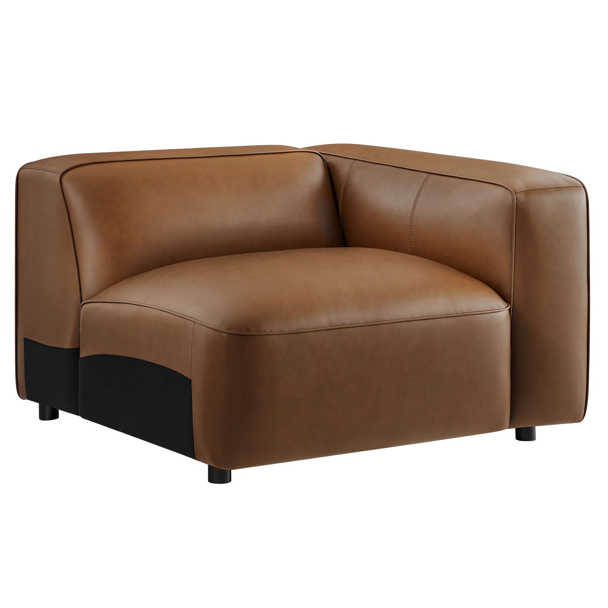 Auren Upholstered Vegan Leather Modular Right Armchair, Coffee