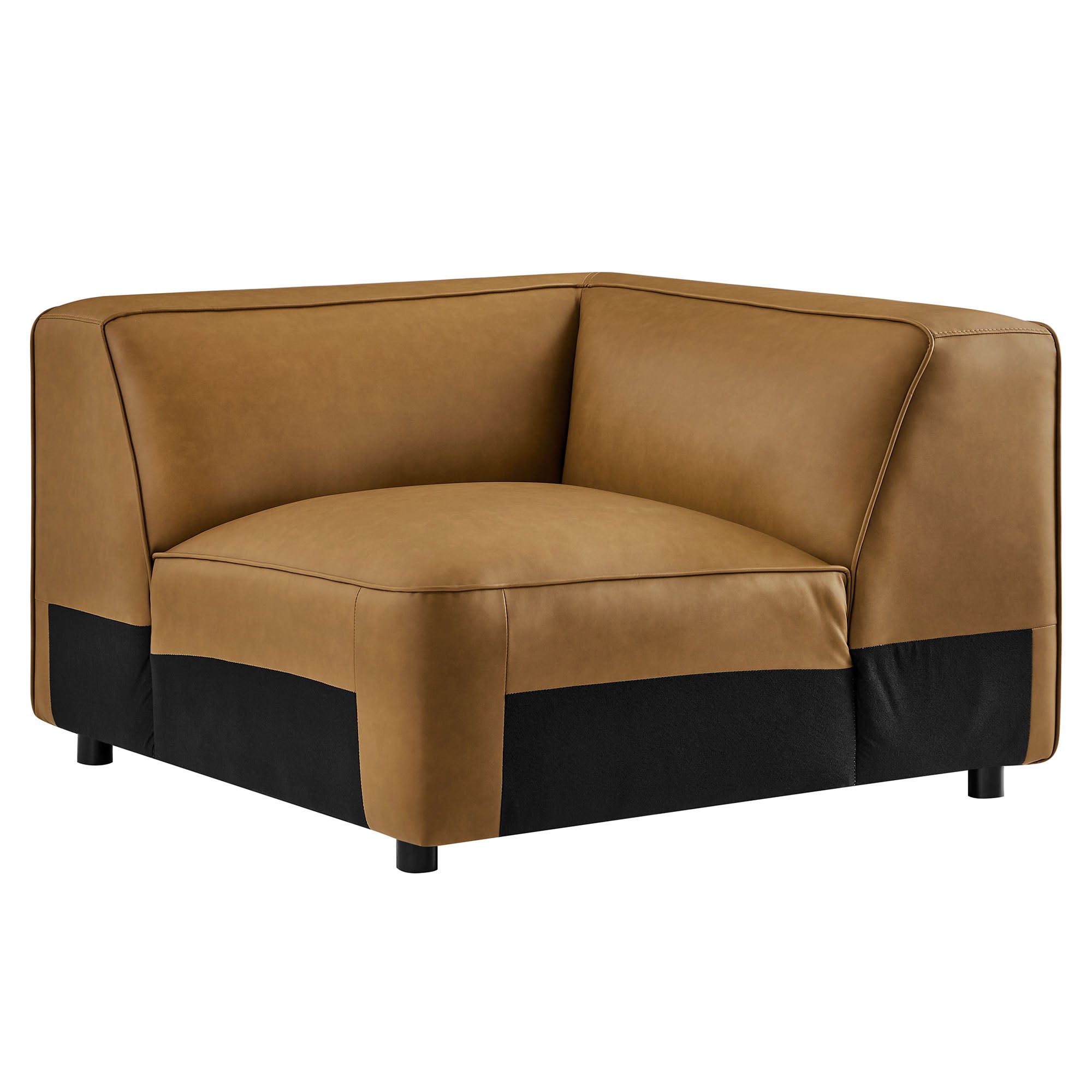 Auren Upholstered Vegan Leather Modular Corner Chair, Camel
