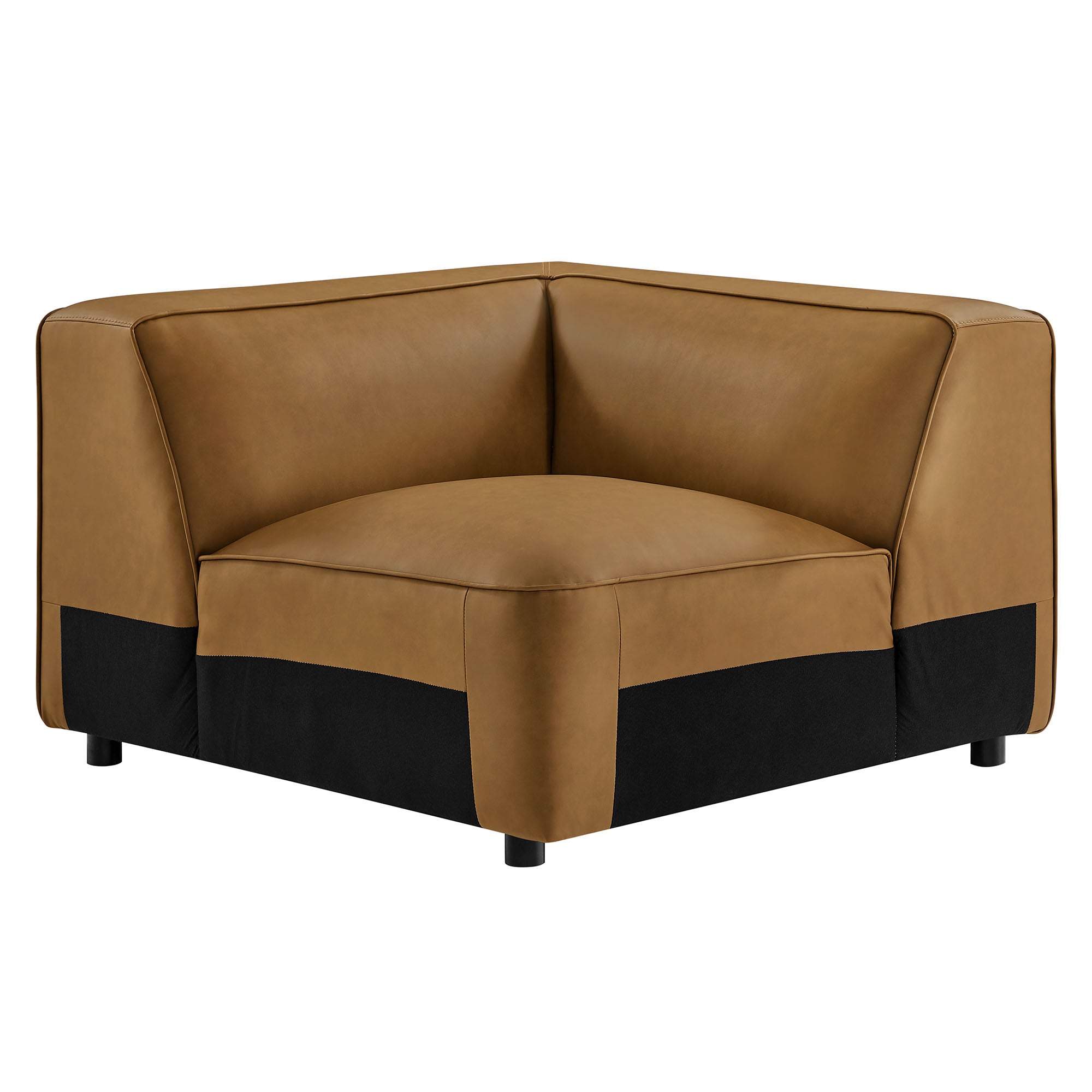 Auren Upholstered Vegan Leather Modular Corner Chair, Camel