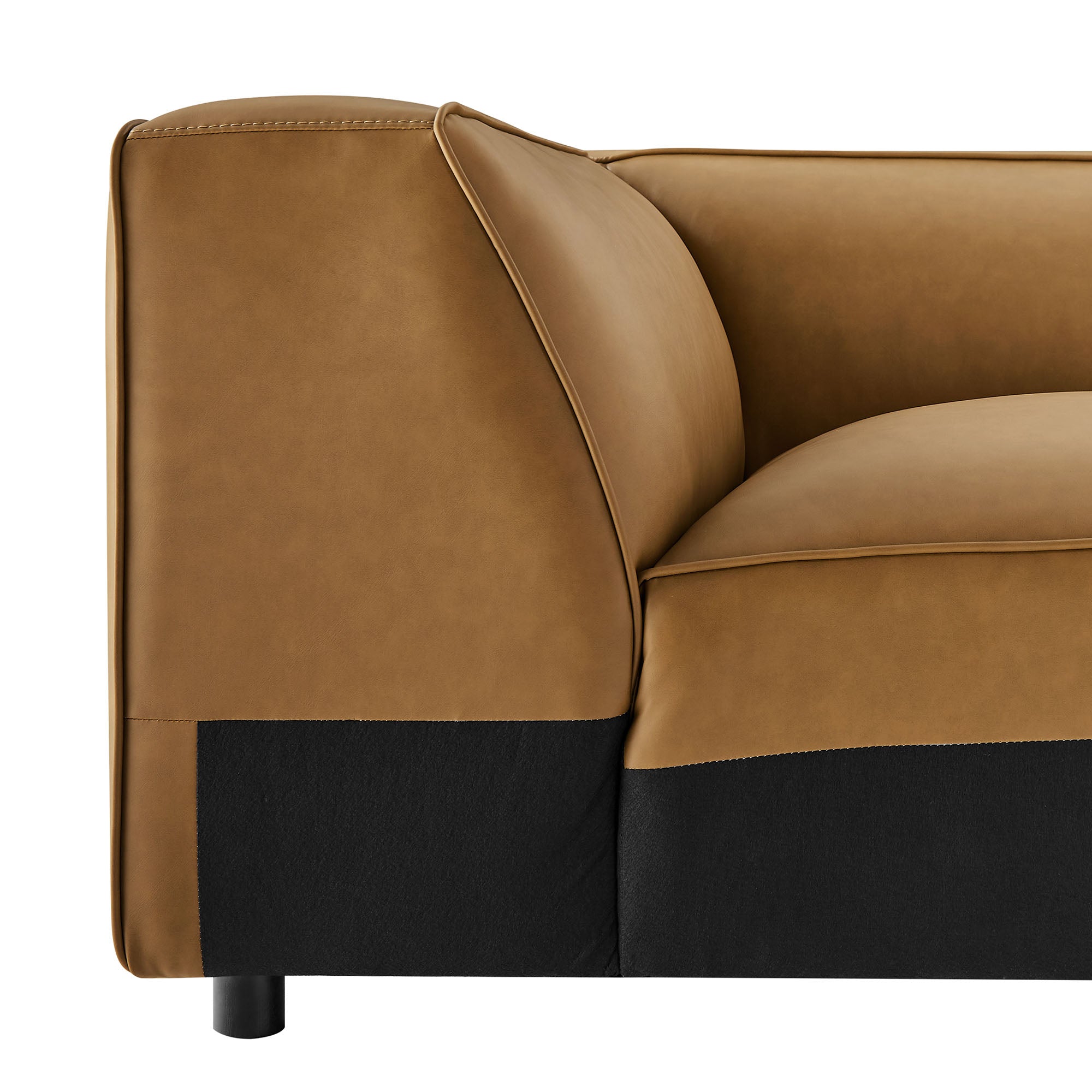 Auren Upholstered Vegan Leather Modular Corner Chair, Camel