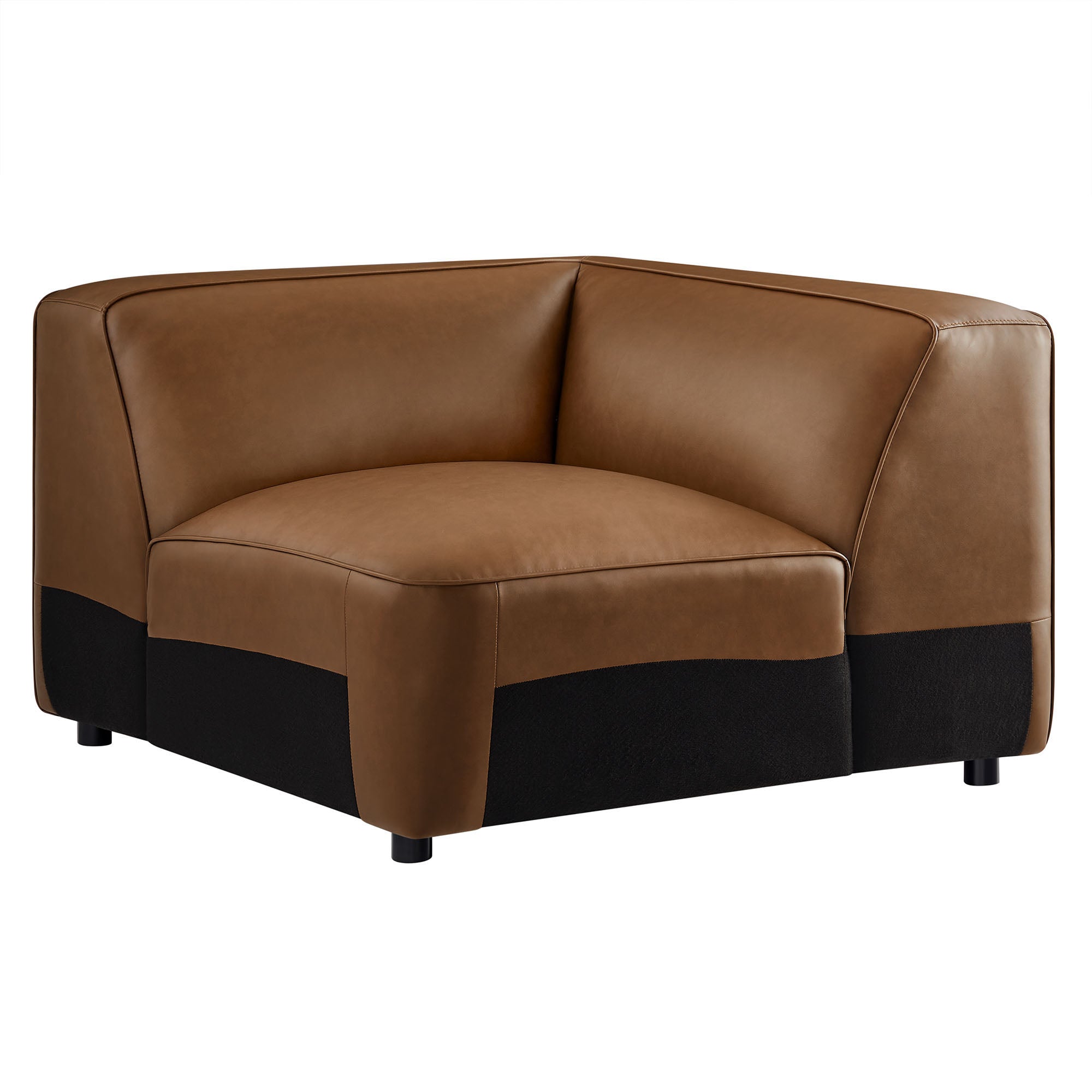 Auren Upholstered Vegan Leather Modular Corner Chair, Coffee