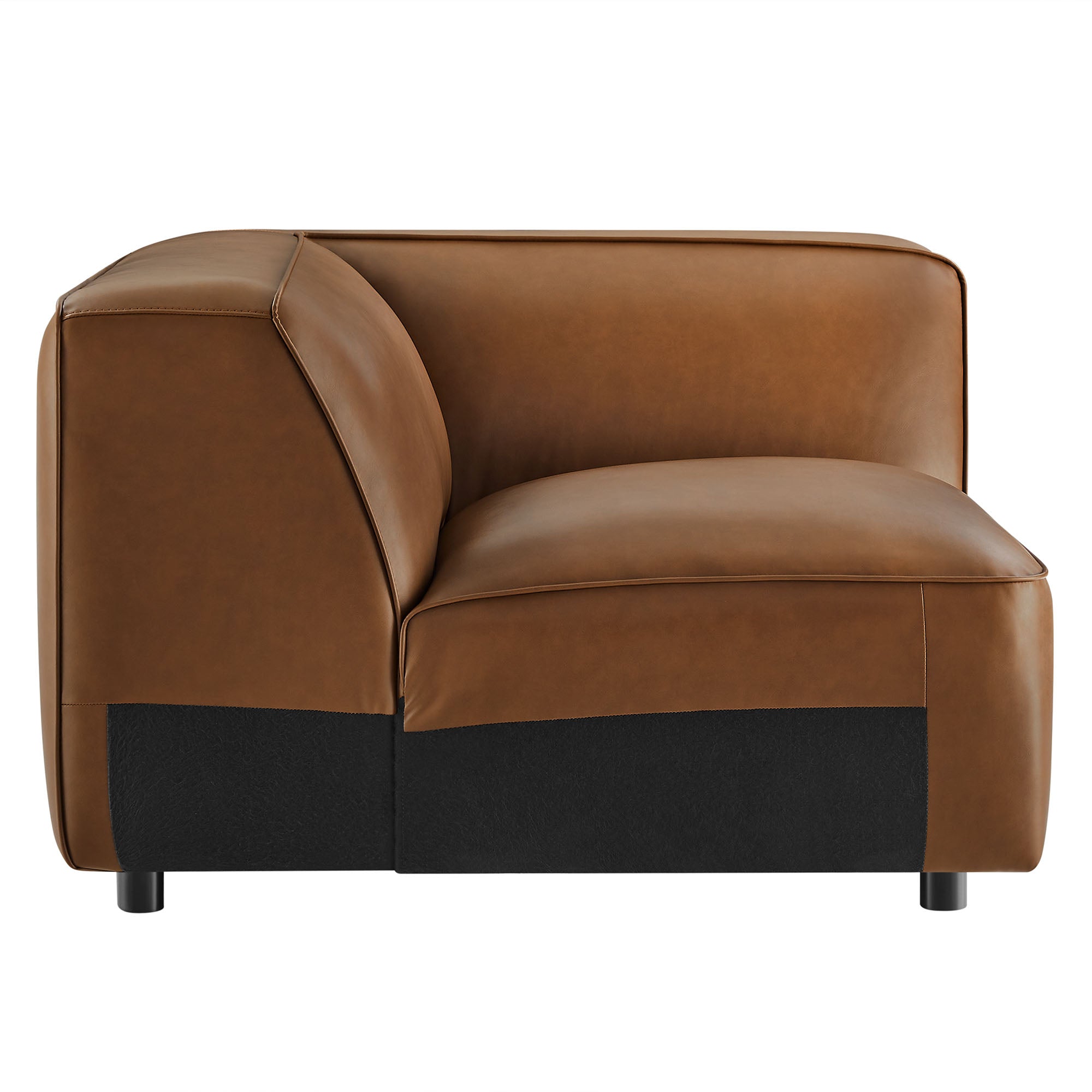 Auren Upholstered Vegan Leather Modular Corner Chair, Coffee