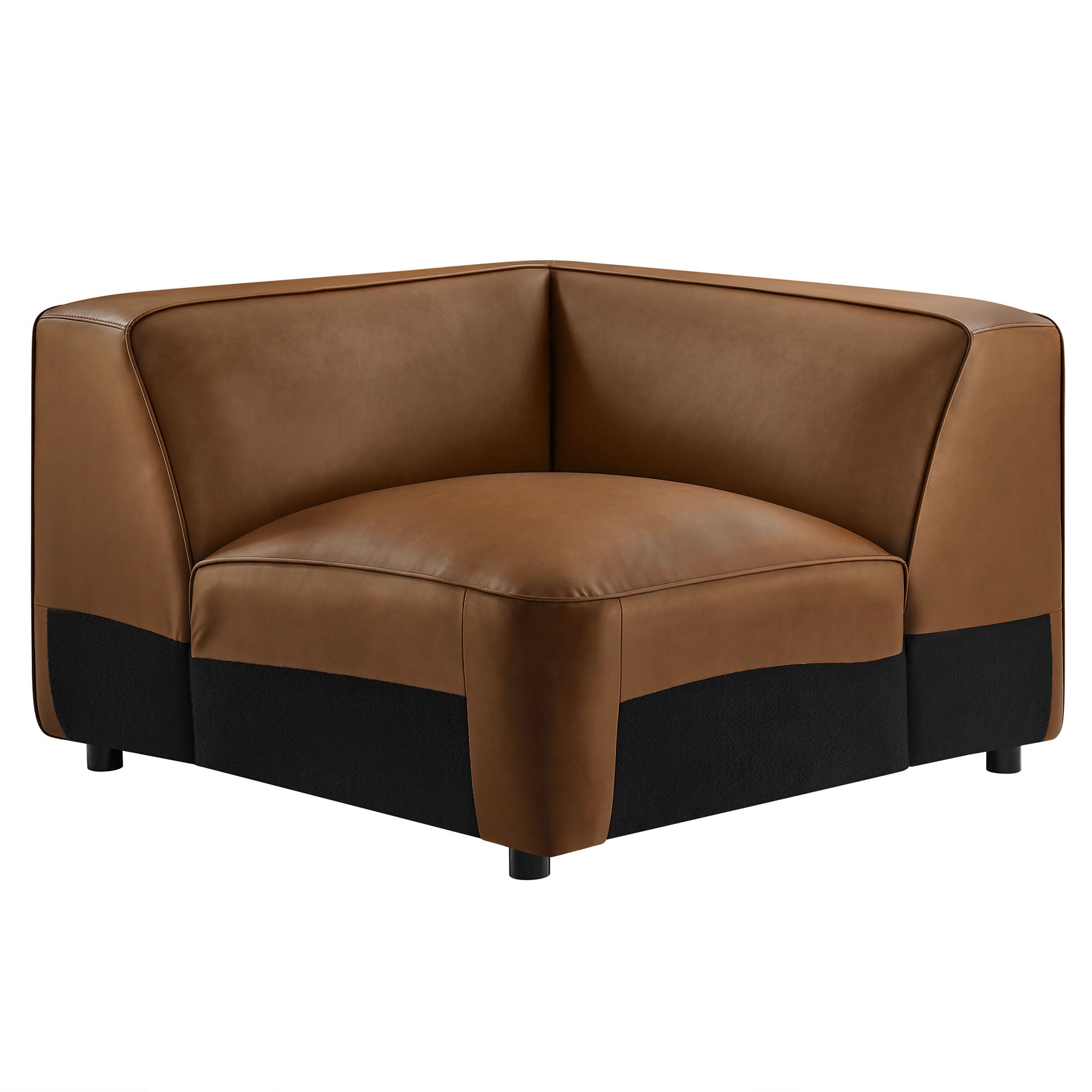 Auren Upholstered Vegan Leather Modular Corner Chair, Coffee