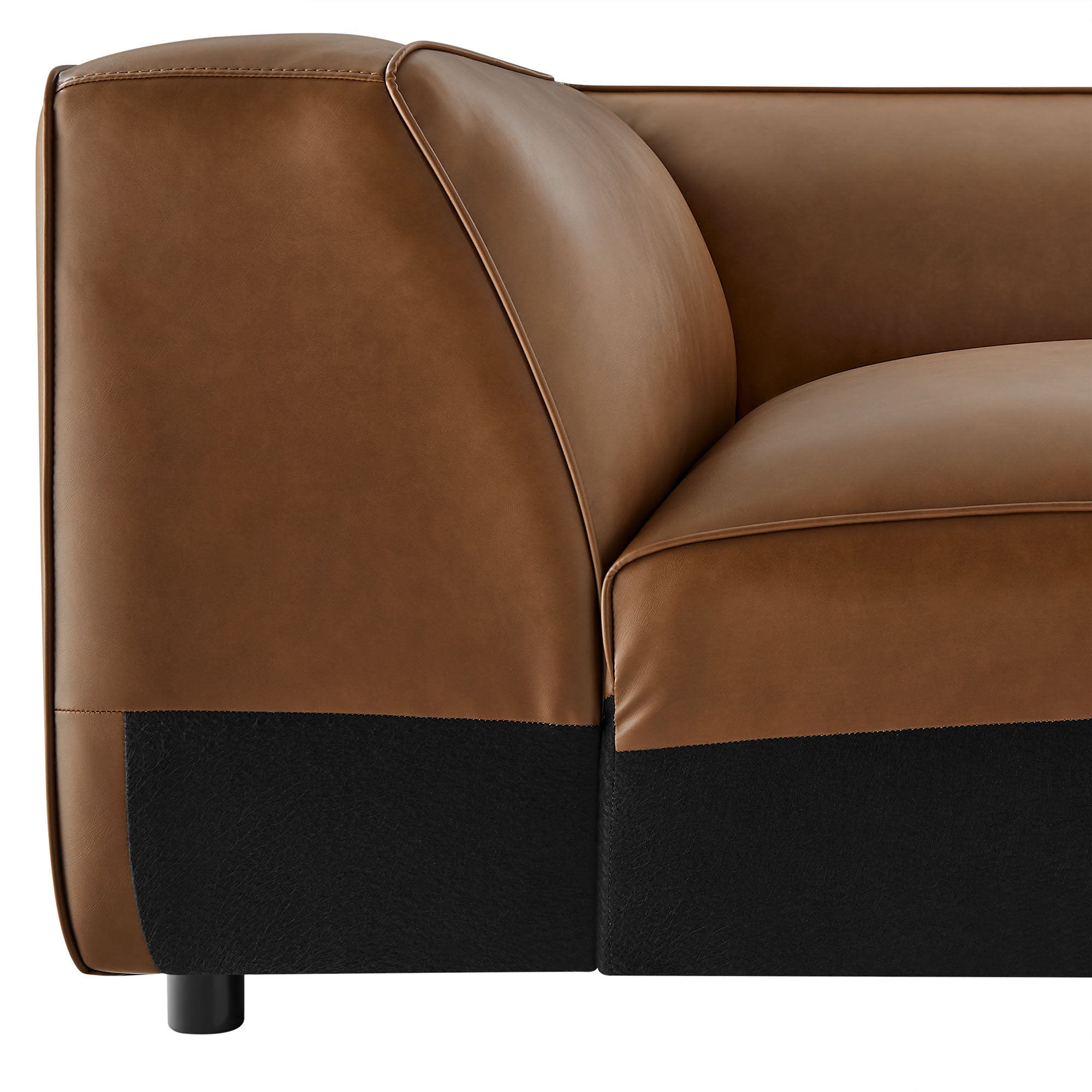 Auren Upholstered Vegan Leather Modular Corner Chair, Coffee