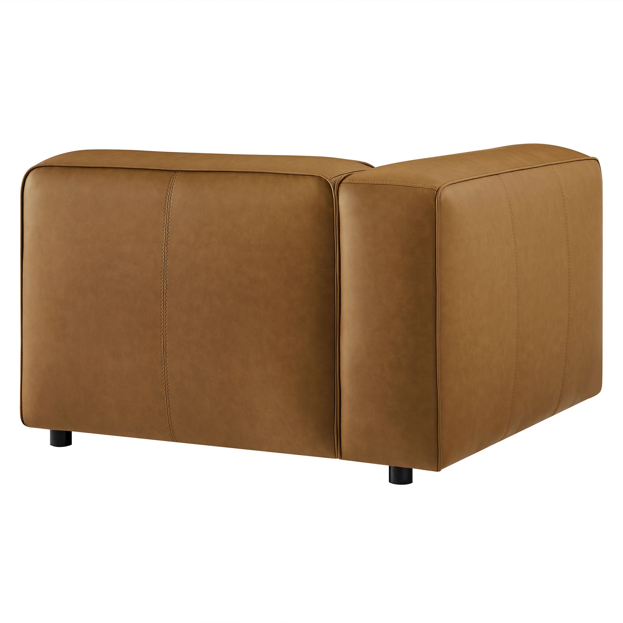 Auren Upholstered Vegan Leather Modular Left Armchair, Camel