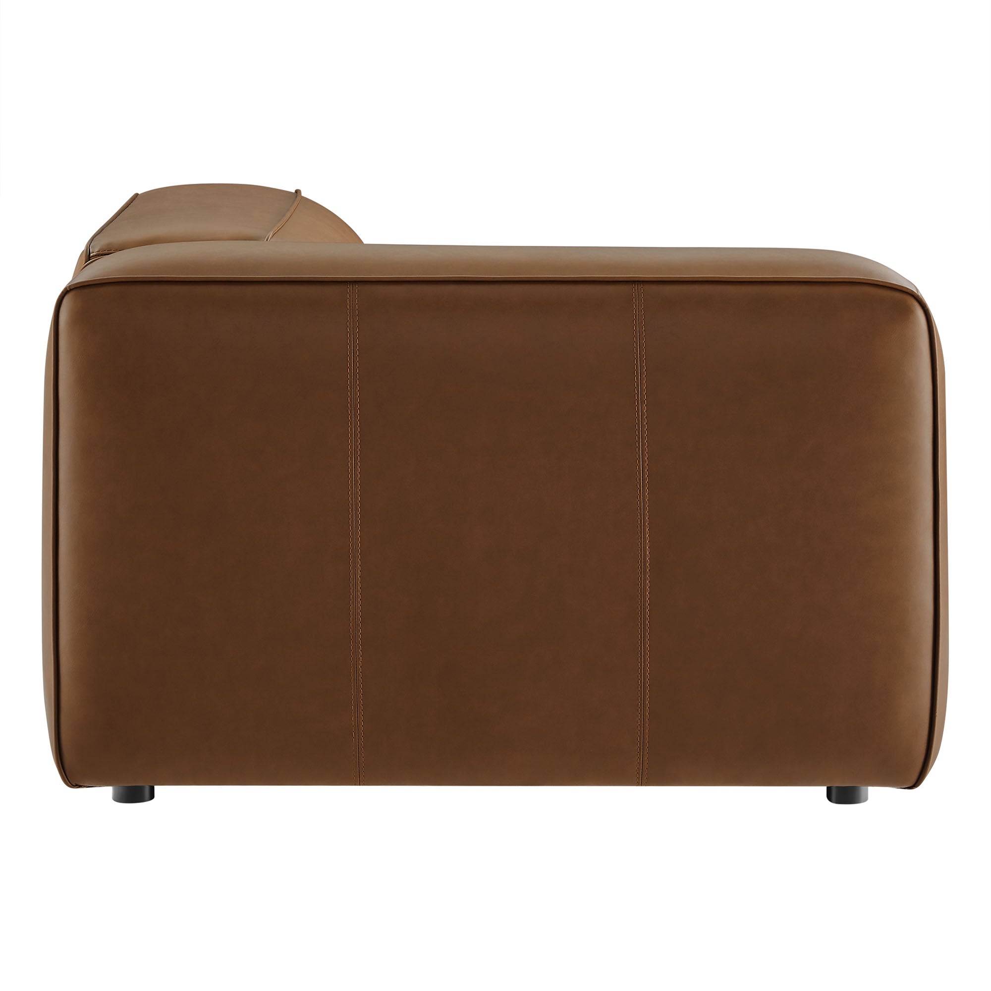 Auren Upholstered Vegan Leather Modular Left Armchair, Coffee
