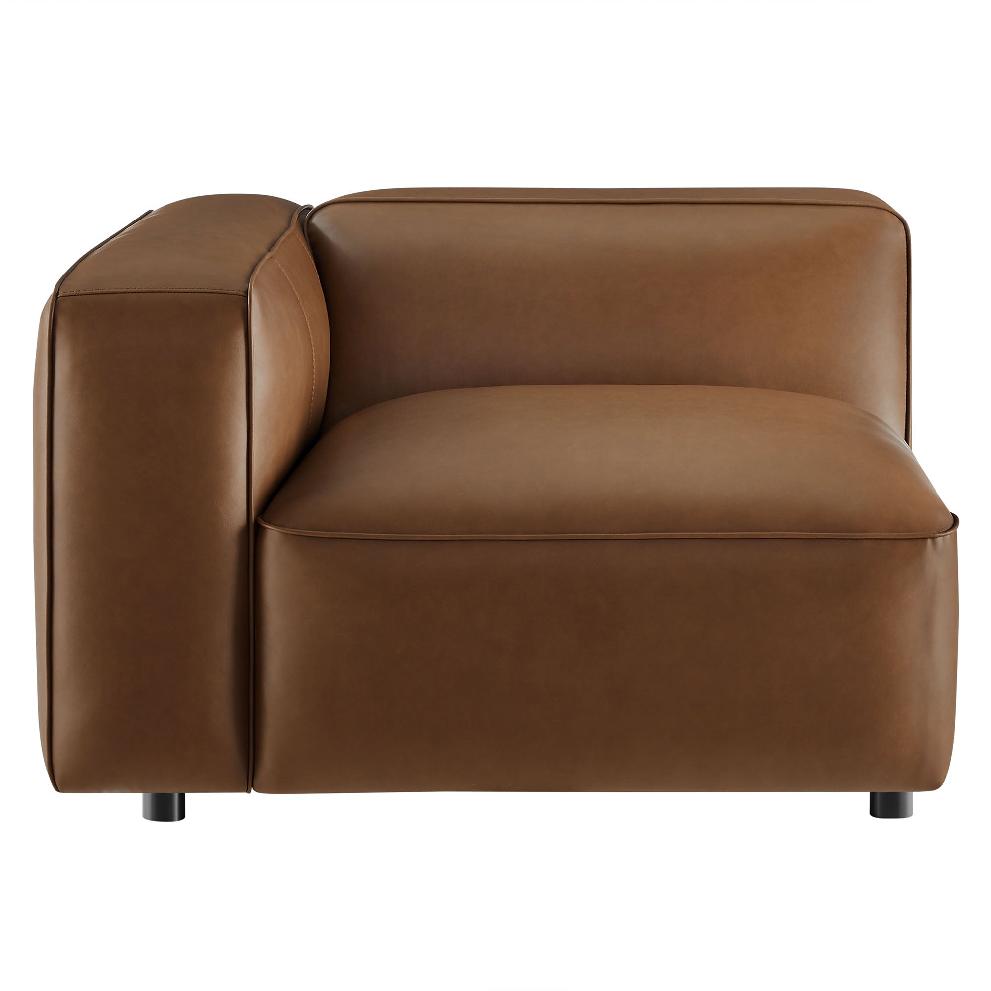 Auren Upholstered Vegan Leather Modular Left Armchair, Coffee