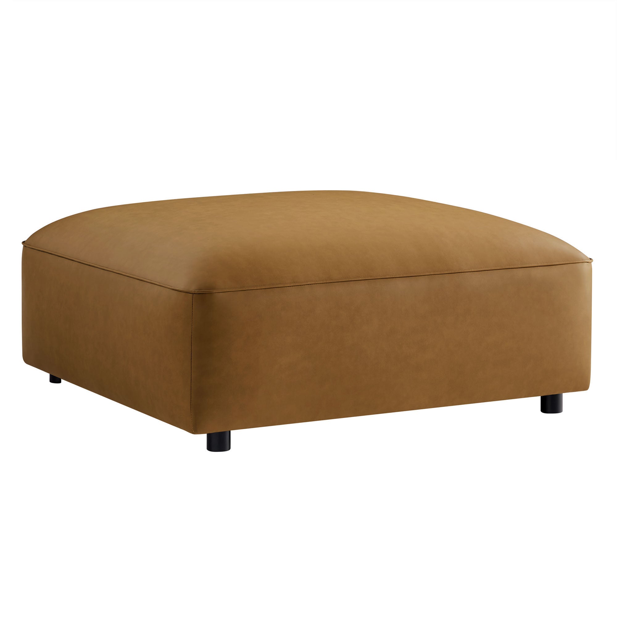 Auren Upholstered Vegan Leather Ottoman, Camel