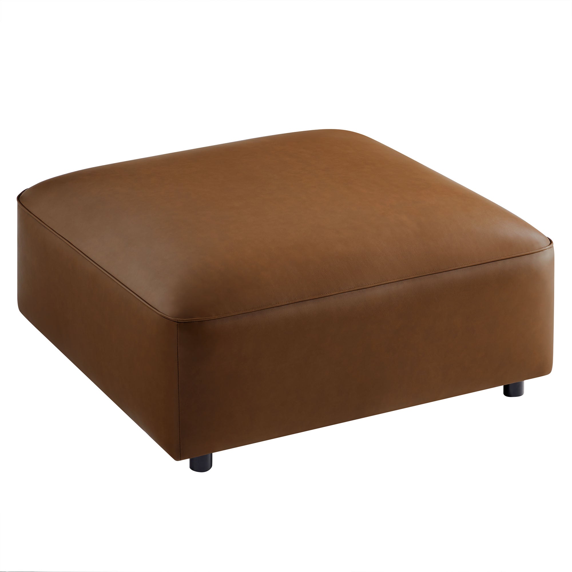 Auren Upholstered Vegan Leather Ottoman, Coffee
