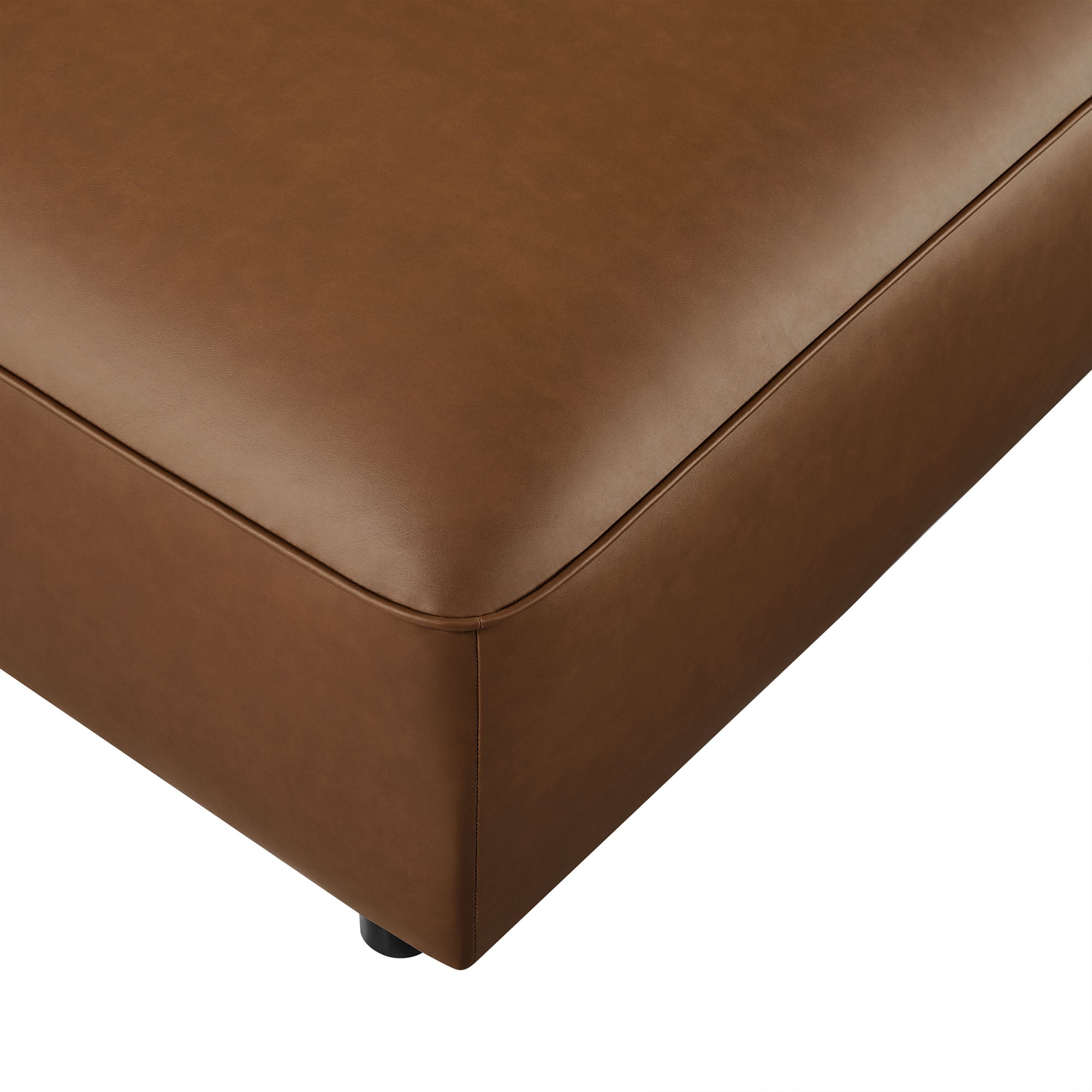 Auren Upholstered Vegan Leather Ottoman, Coffee