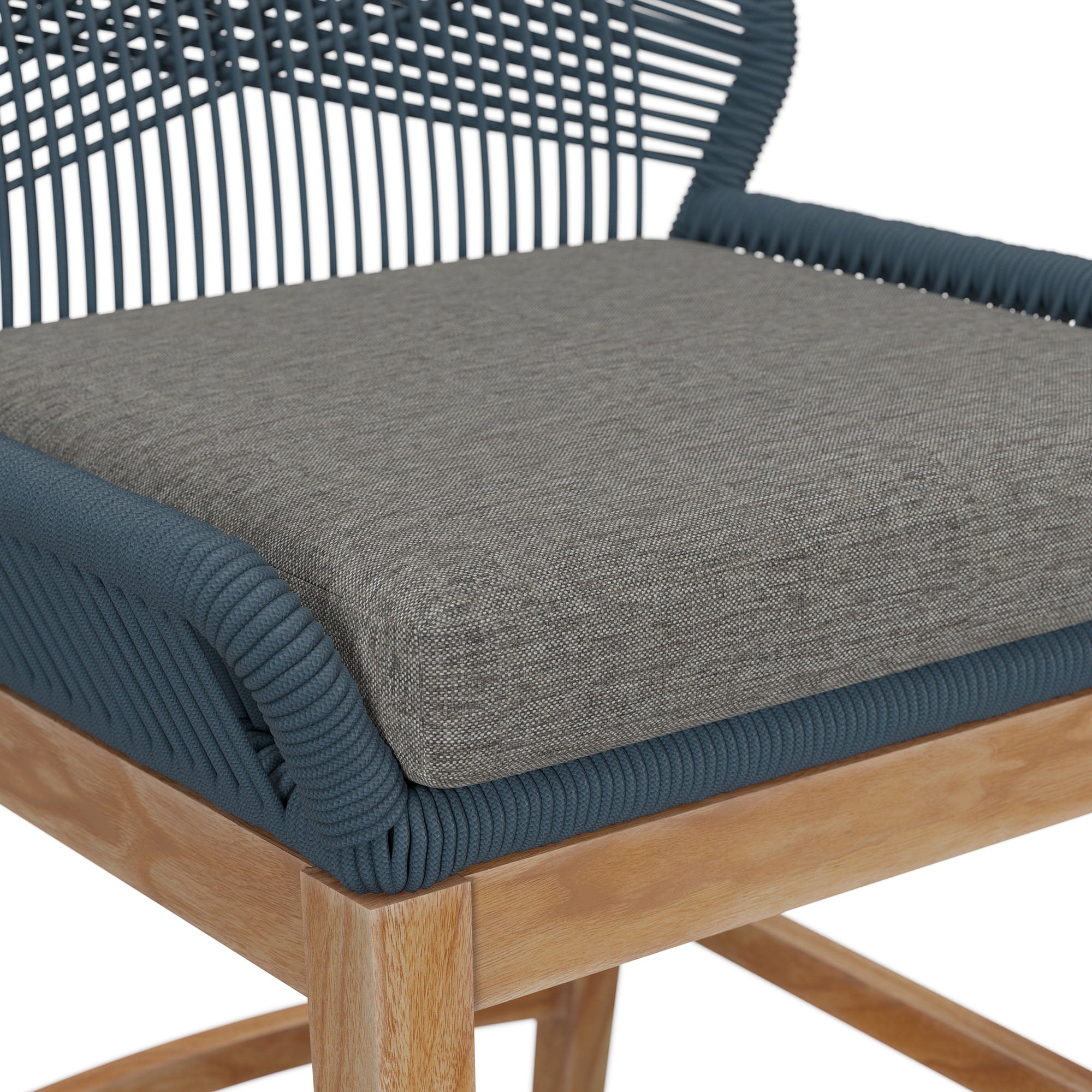 Wellspring Outdoor Patio Teak and Rope Counter Stool, Blue Graphite