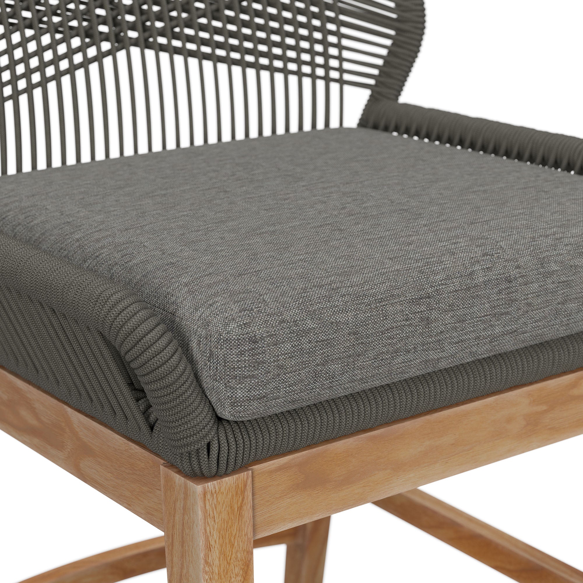 Wellspring Outdoor Patio Teak and Rope Counter Stool, Gray Graphite