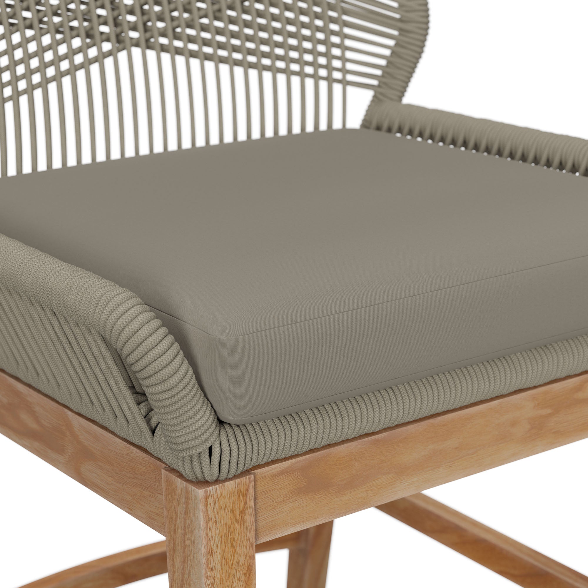 Wellspring Outdoor Patio Teak and Rope Counter Stool, Light Gray Greige