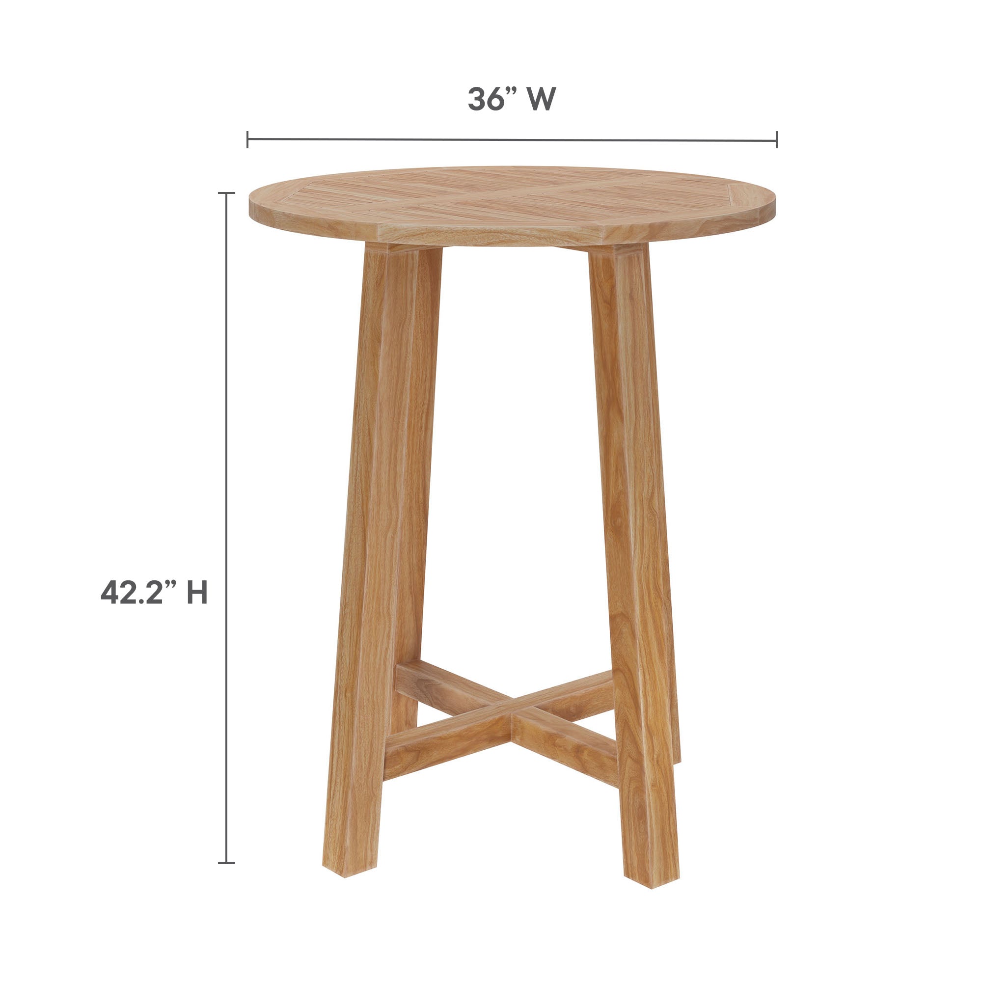 Wellspring 36" Outdoor Patio Teak Wood Bar Table, Natural