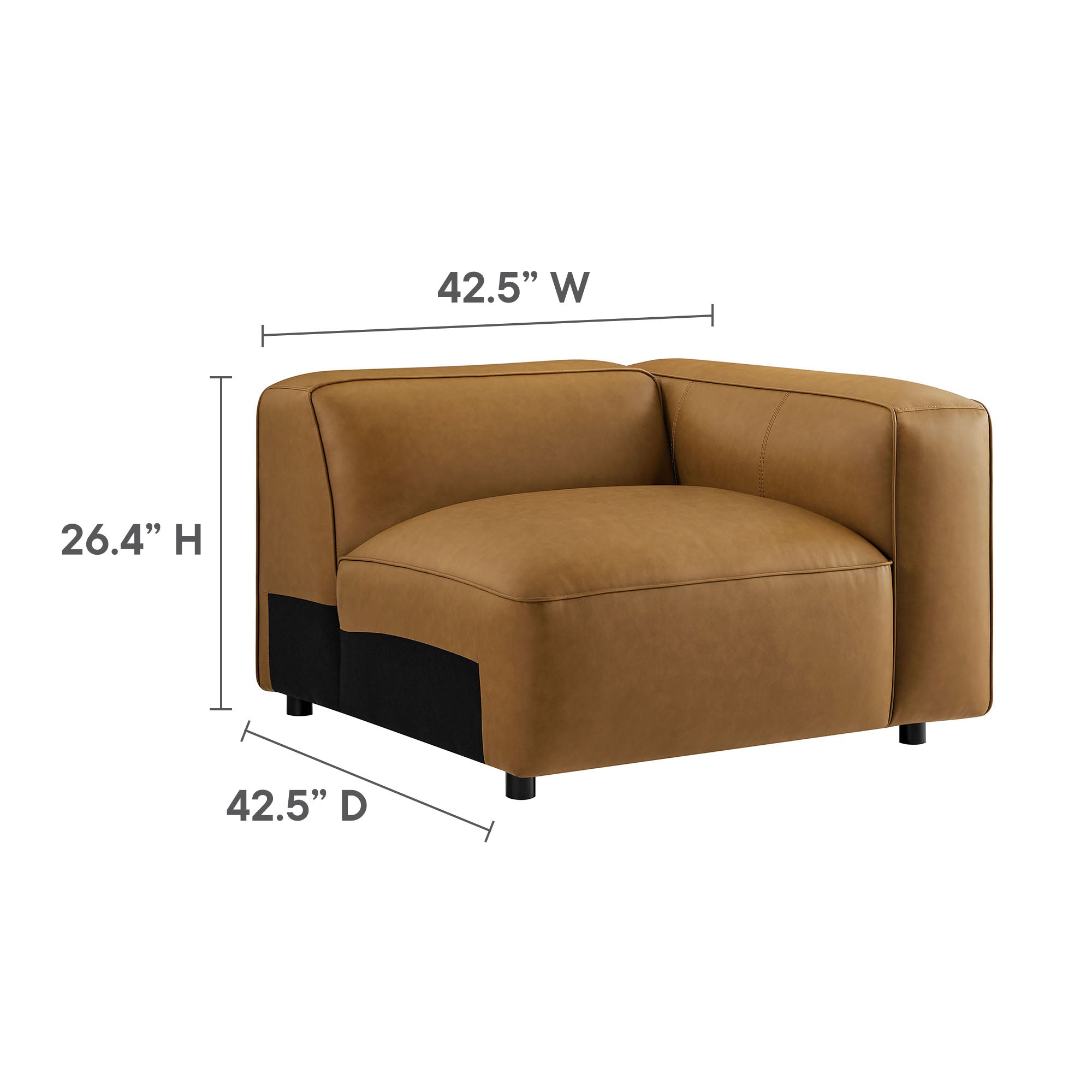 Auren 5-Piece Upholstered Vegan Leather Modular L-Shaped Sofa, Camel