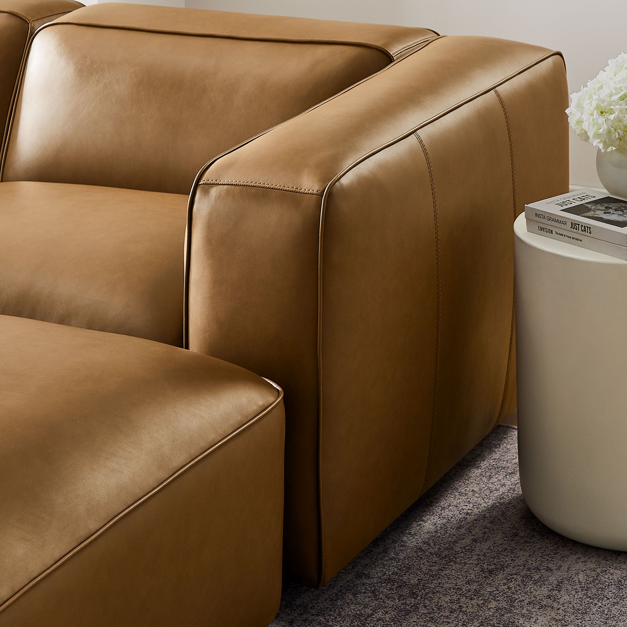 Auren 5-Piece Upholstered Vegan Leather Modular U-Shaped Sofa, Camel