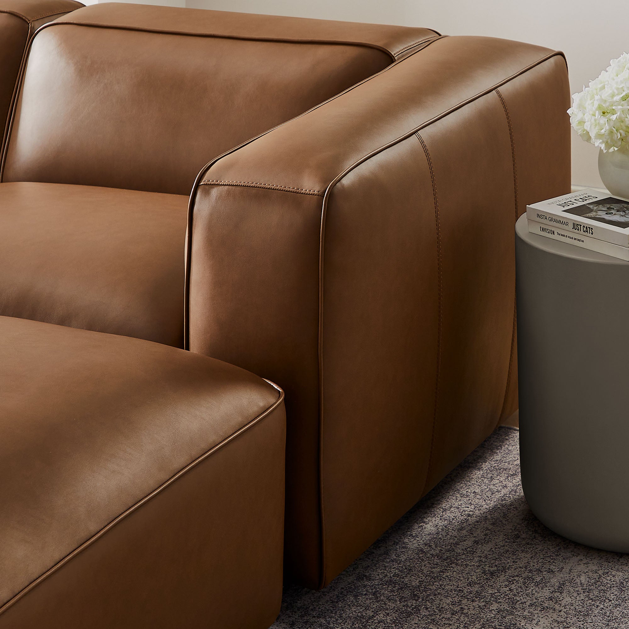 Auren 5-Piece Upholstered Vegan Leather Modular U-Shaped Sofa, Coffee