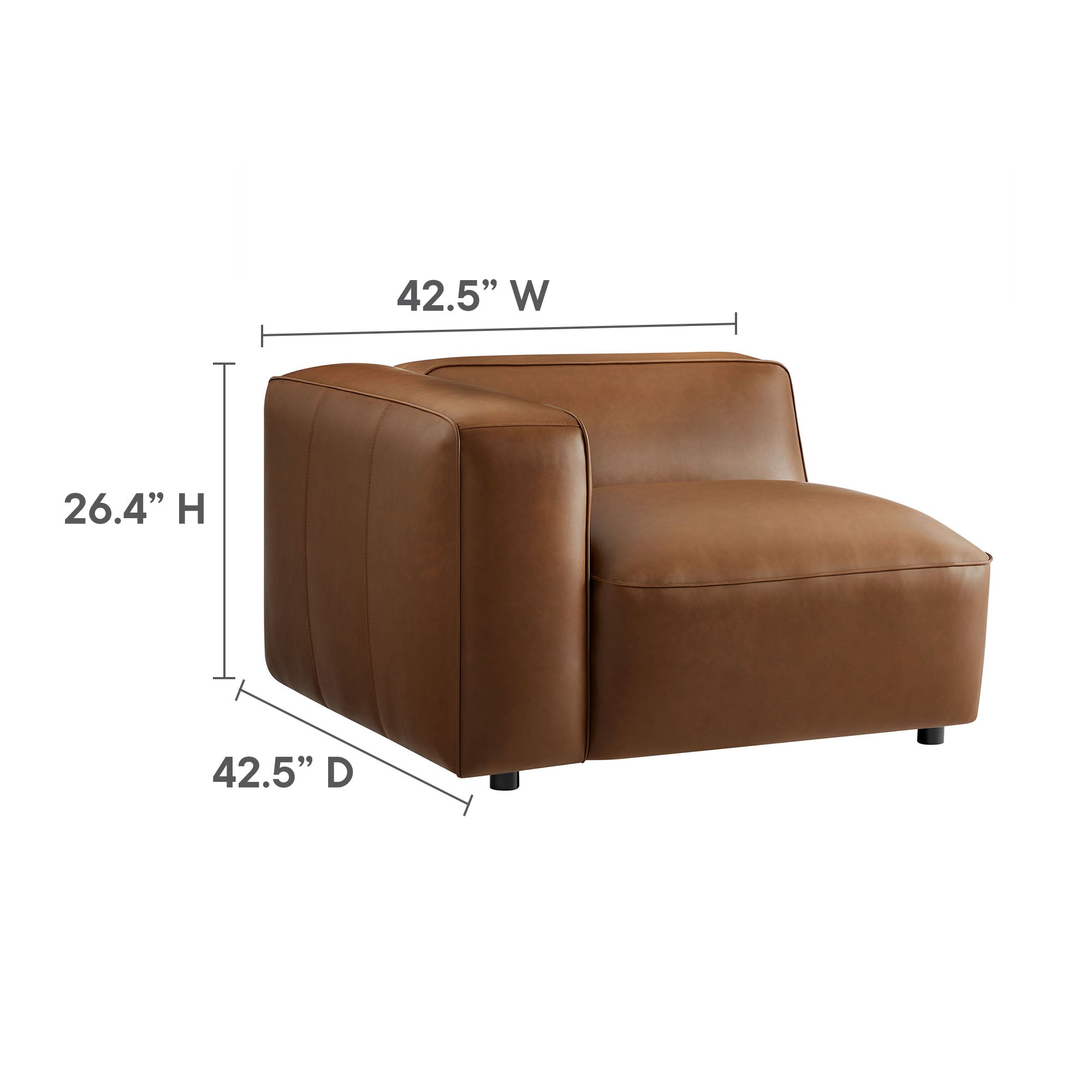 Auren 5-Piece Upholstered Vegan Leather Modular U-Shaped Sofa, Coffee