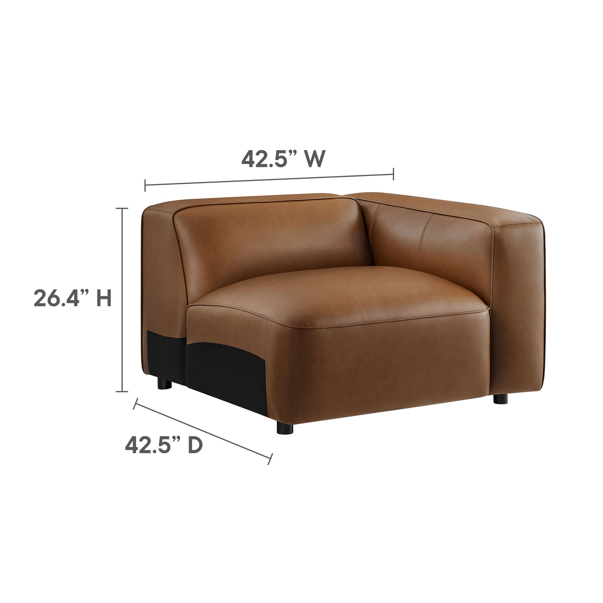 Auren 5-Piece Upholstered Vegan Leather Modular U-Shaped Sofa, Coffee