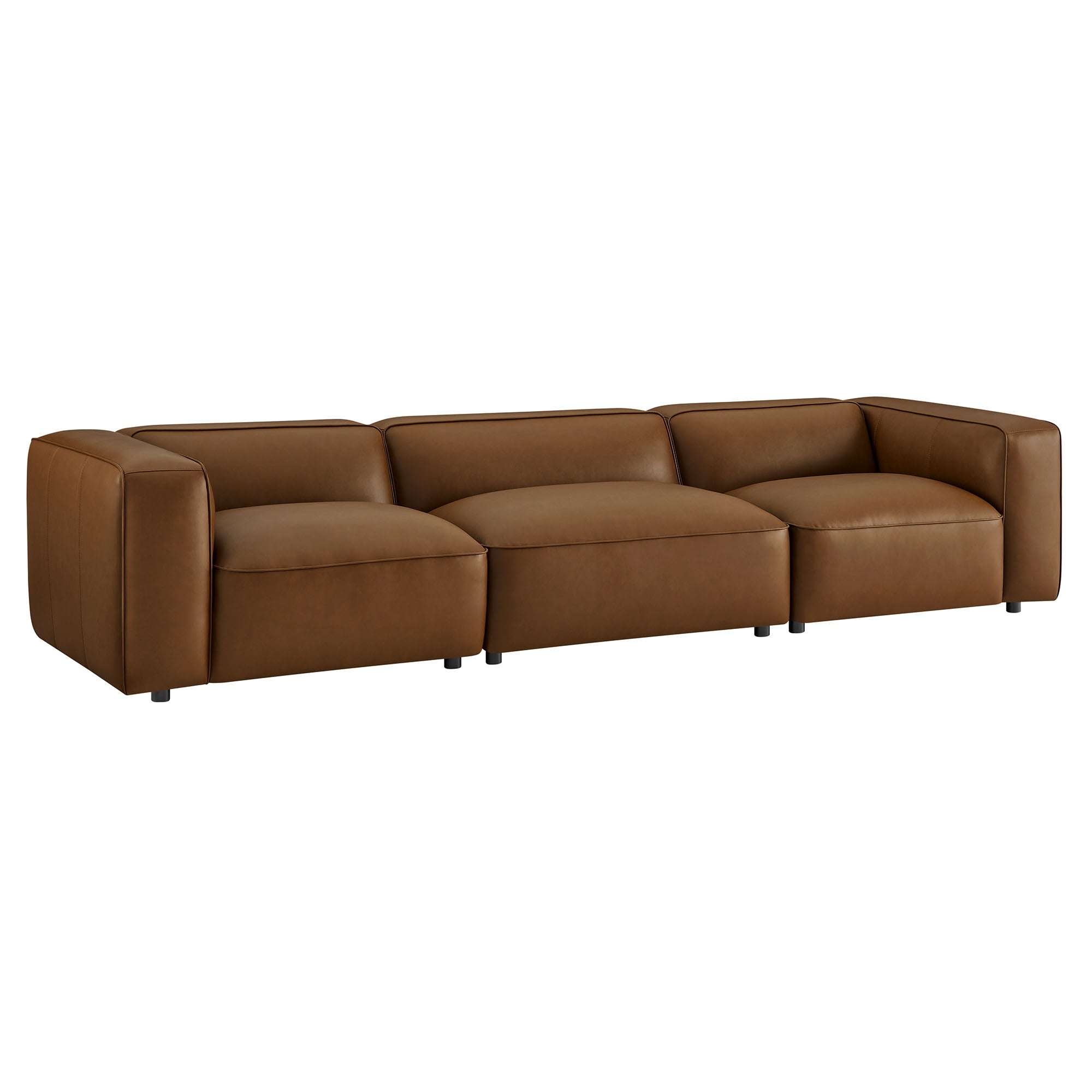 Auren 3-Piece Upholstered Vegan Leather Modular Sofa, Coffee