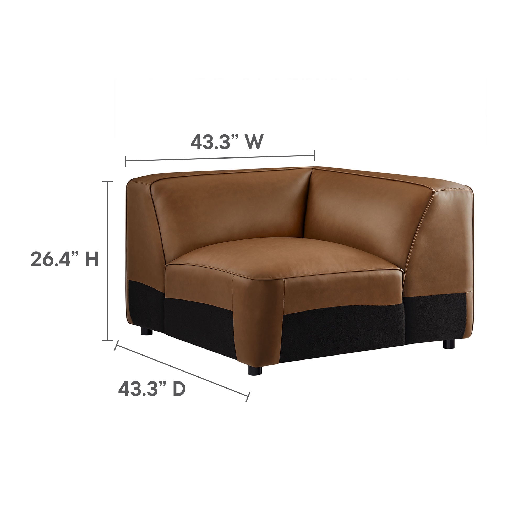 Auren 5-Piece Upholstered Armless L-Shaped Vegan Leather Modular Sofa, Coffee