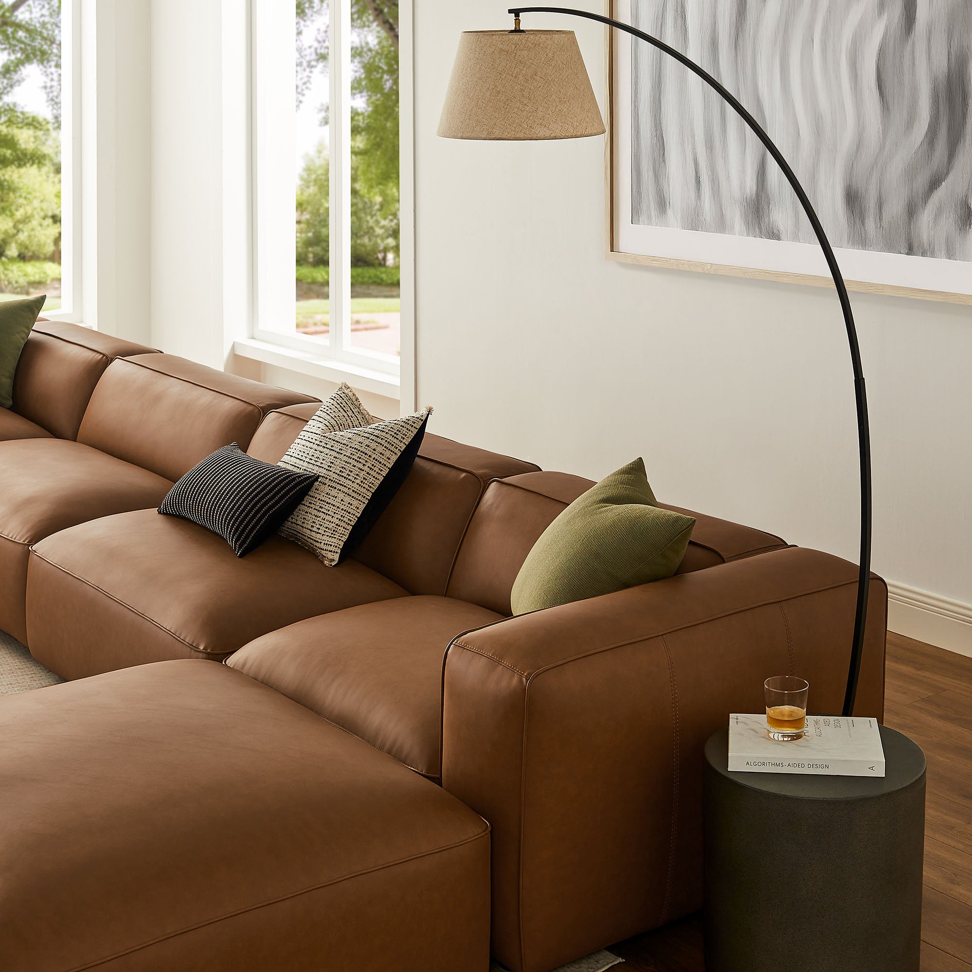 Auren 6-Piece Upholstered Vegan Leather Modular Sofa, Coffee