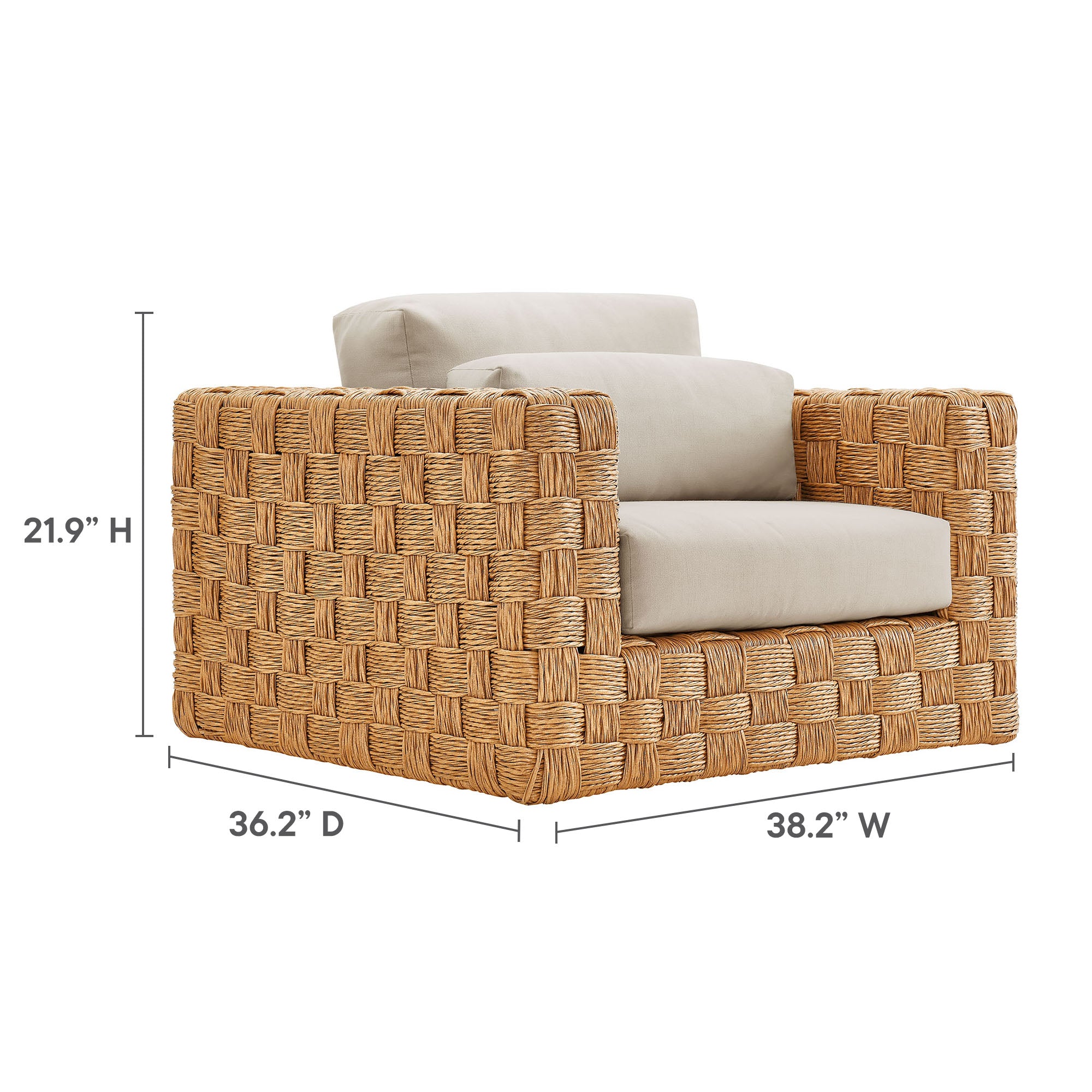 Thames 4-Piece Outdoor Patio Wicker Outdoor Patio Rattan Furniture Set, Natural Light Gray