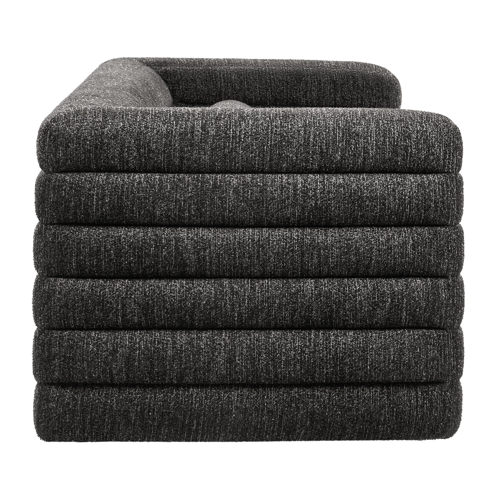 Relle Channel Tufted Boucle Upholstered Sofa, Charcoal
