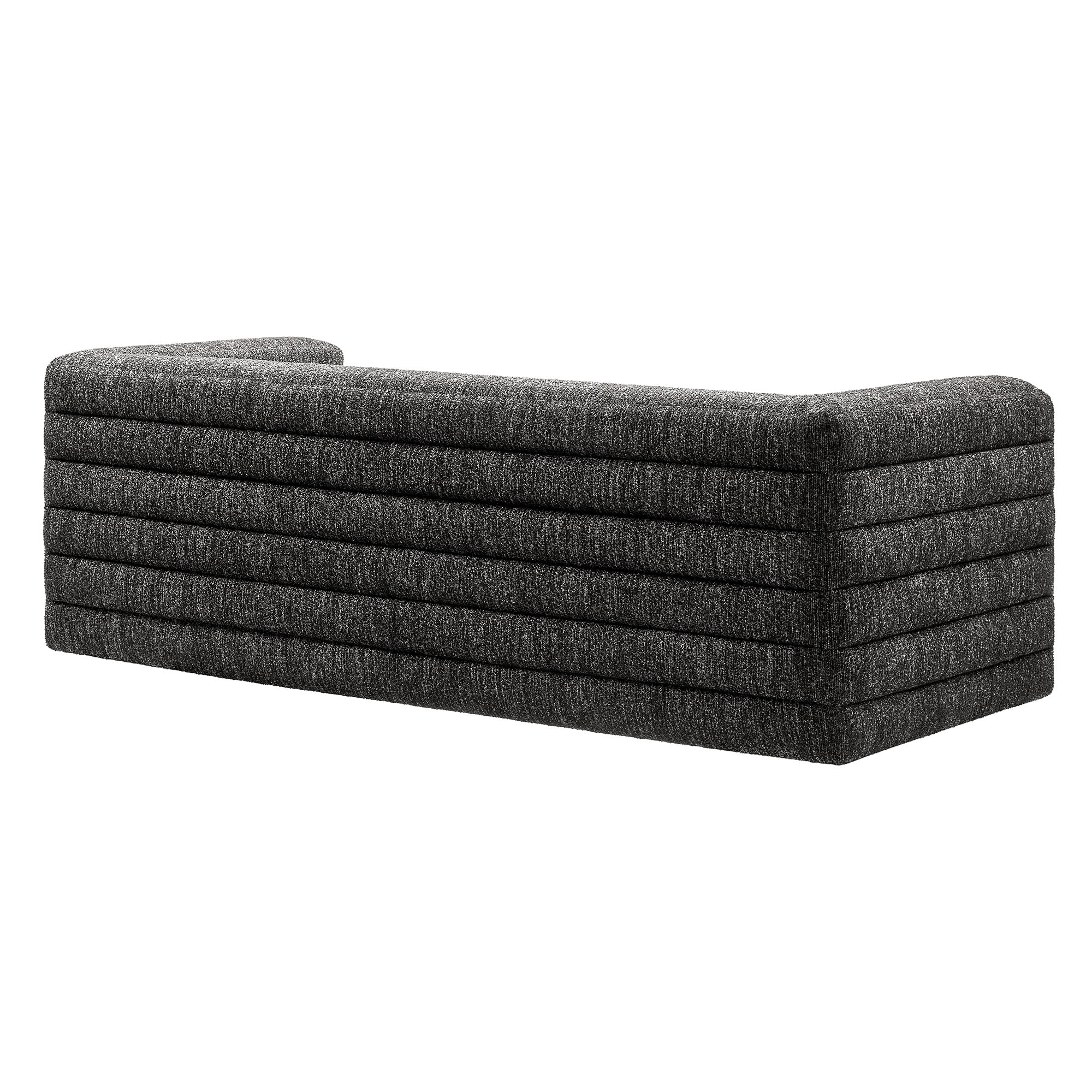 Relle Channel Tufted Boucle Upholstered Sofa, Charcoal