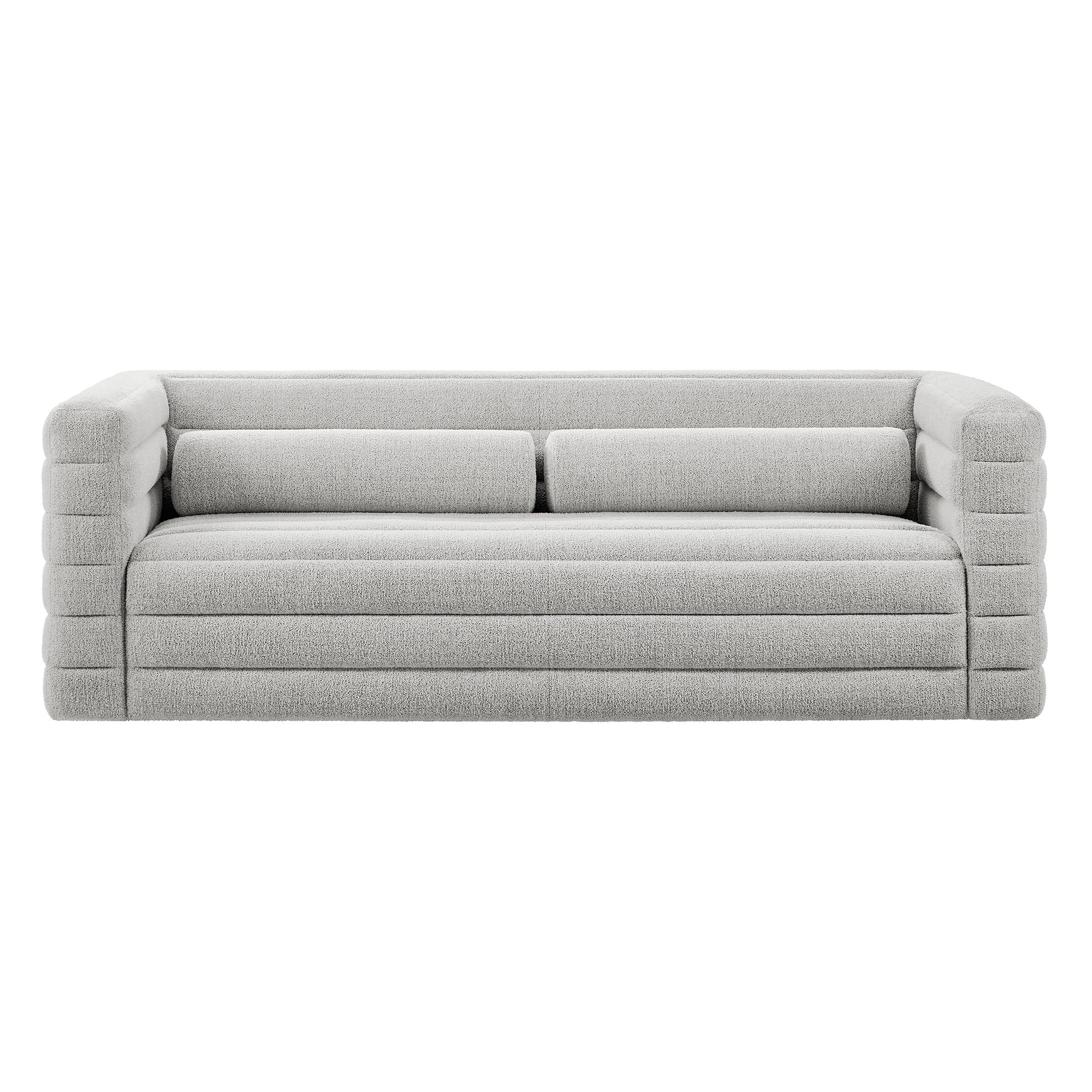 Relle Channel Tufted Boucle Upholstered Sofa, Newsprint