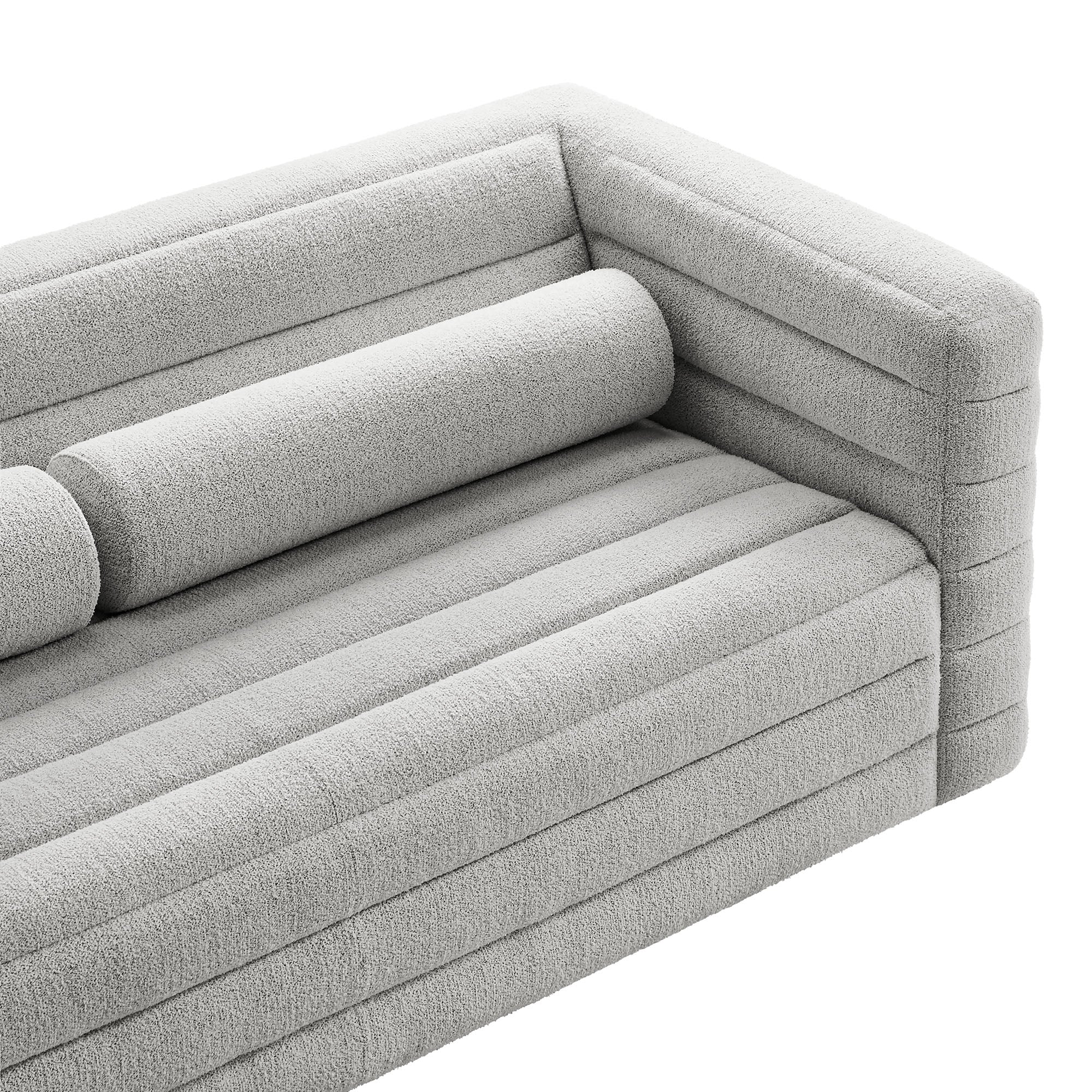 Relle Channel Tufted Boucle Upholstered Sofa, Newsprint