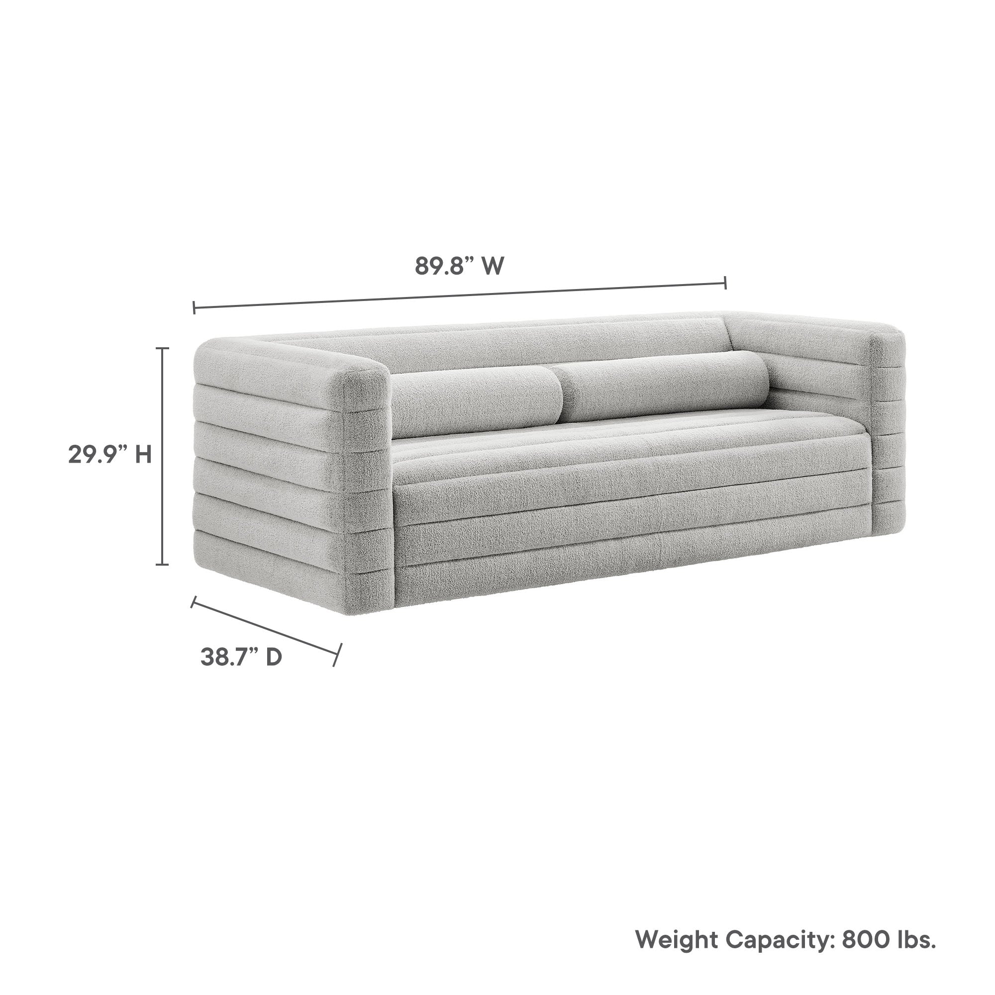 Relle Channel Tufted Boucle Upholstered Sofa, Newsprint