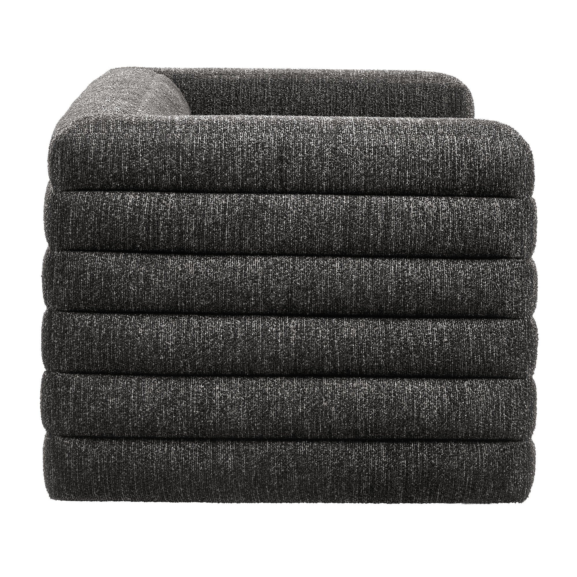 Relle Channel Tufted Boucle Upholstered Loveseat, Charcoal
