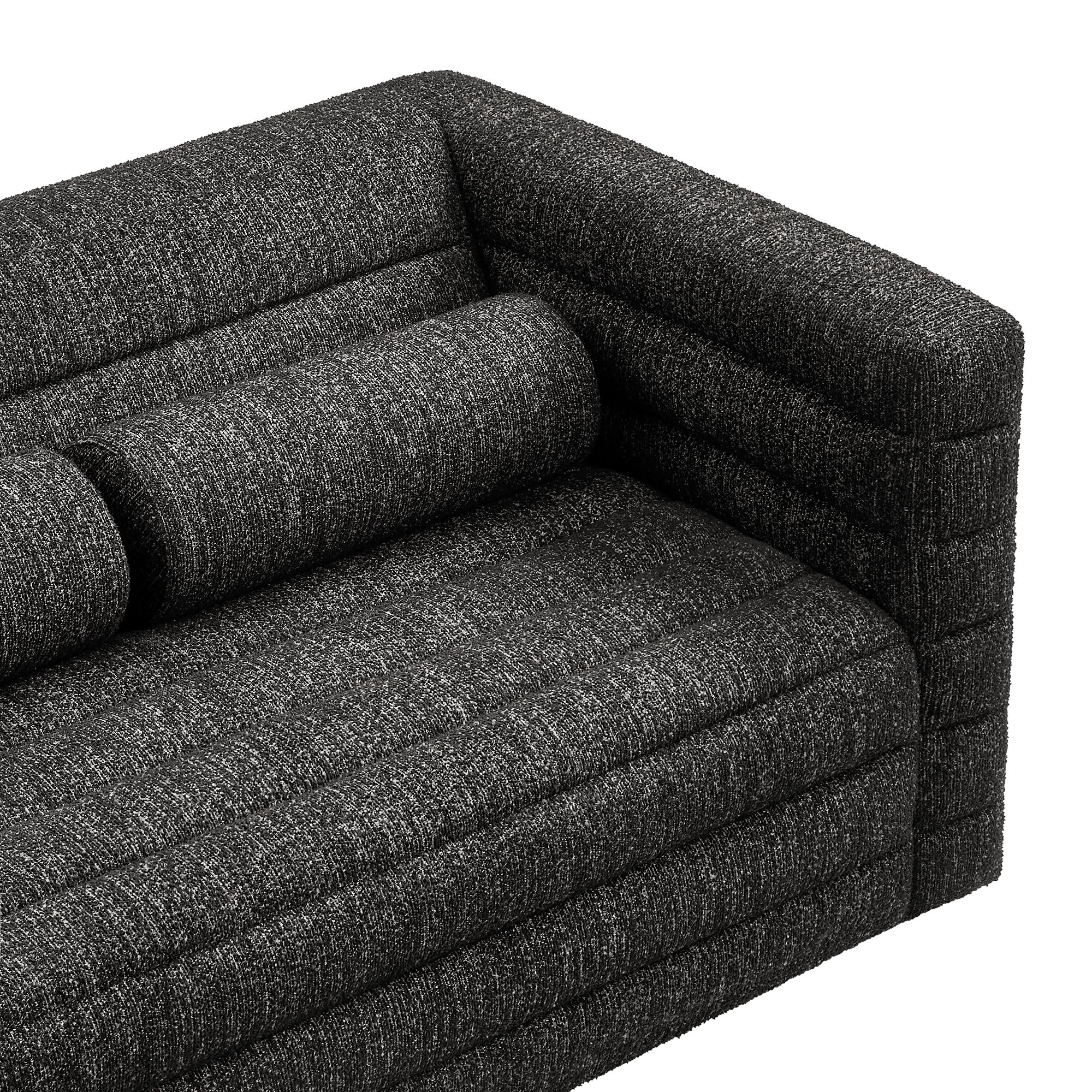 Relle Channel Tufted Boucle Upholstered Loveseat, Charcoal