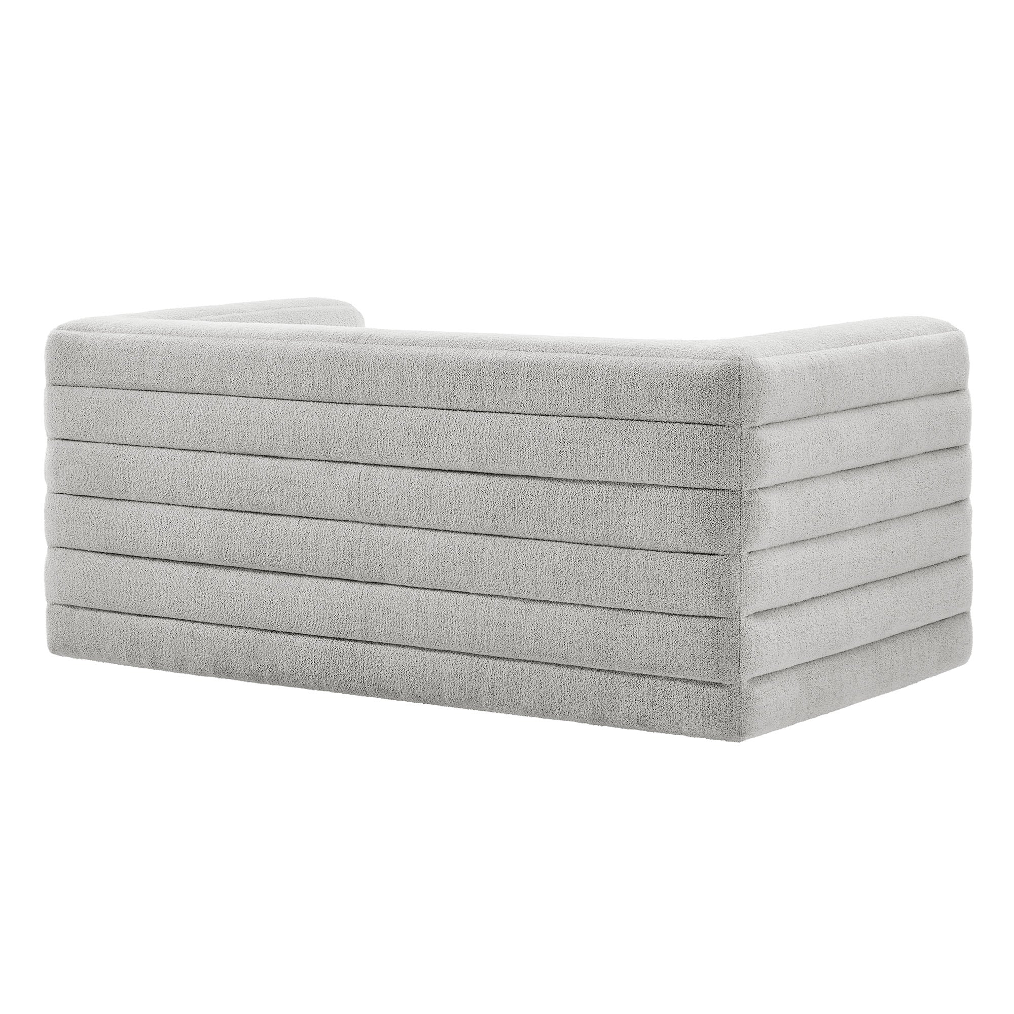 Relle Channel Tufted Boucle Upholstered Loveseat, Newsprint