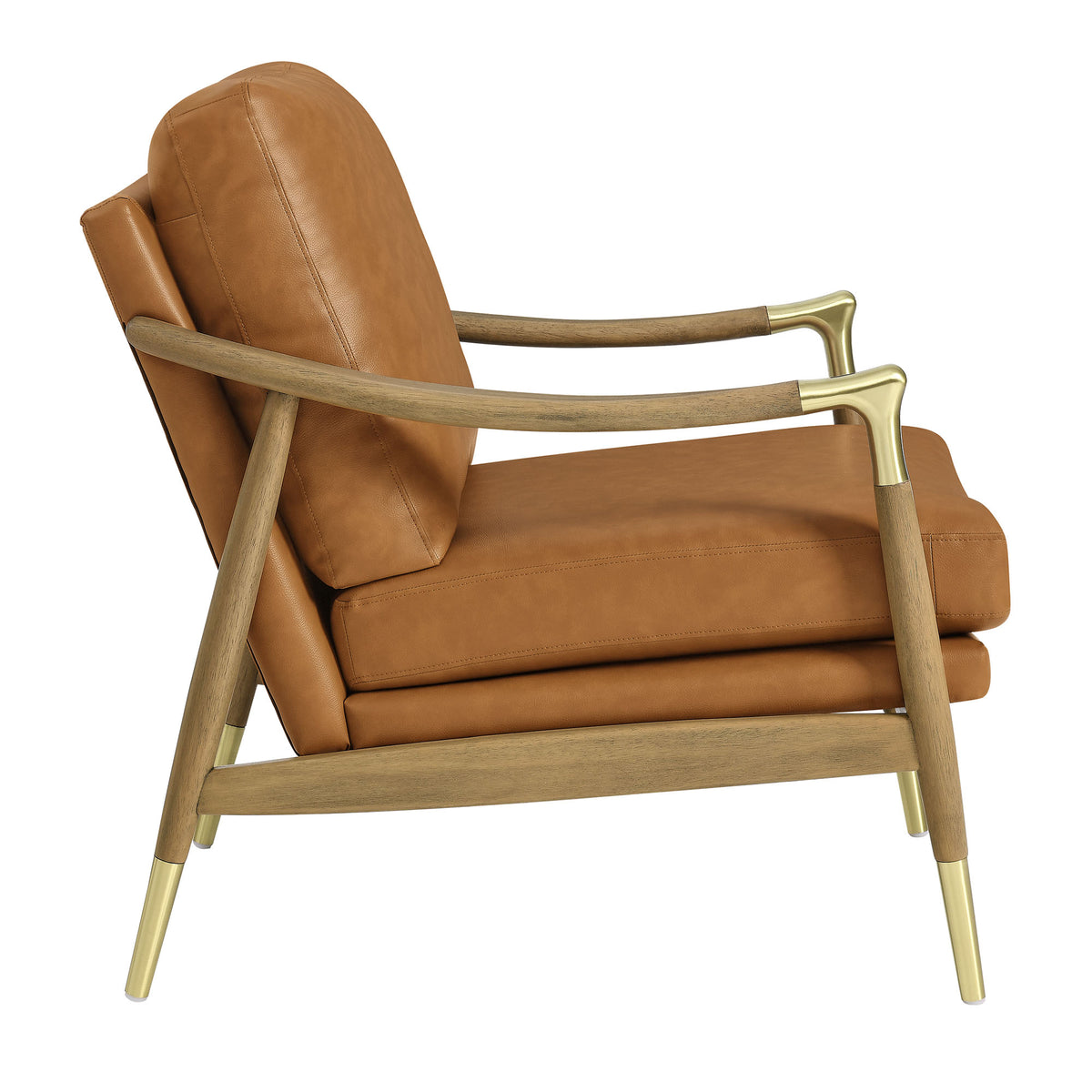Langford Vegan Leather Accent Armchair, Tan Walnut