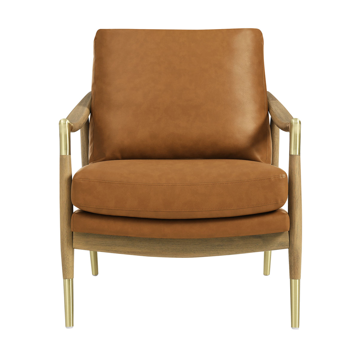Langford Vegan Leather Accent Armchair, Tan Walnut