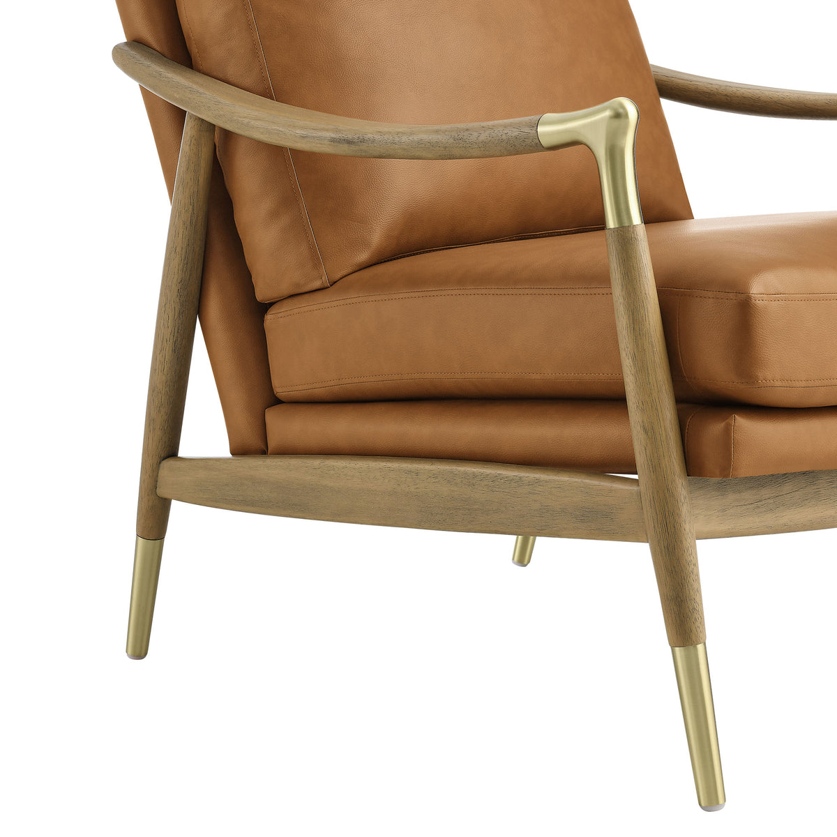 Langford Vegan Leather Accent Armchair, Tan Walnut