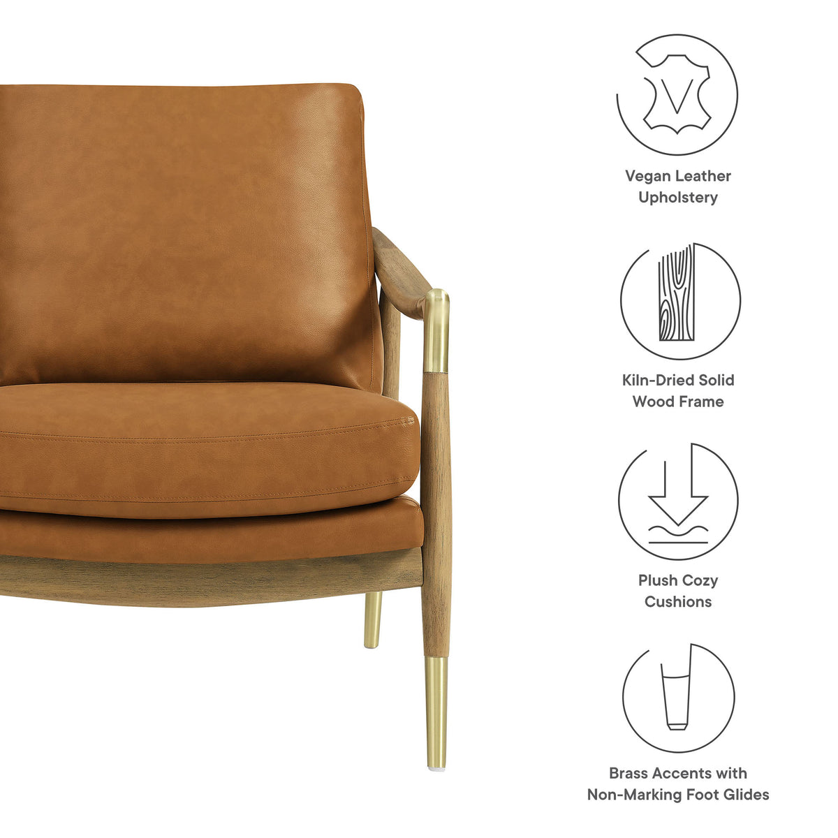 Langford Vegan Leather Accent Armchair, Tan Walnut