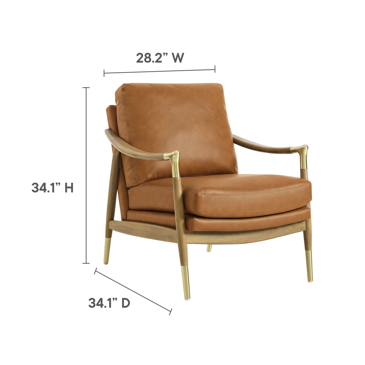 Langford Vegan Leather Accent Armchair, Tan Walnut