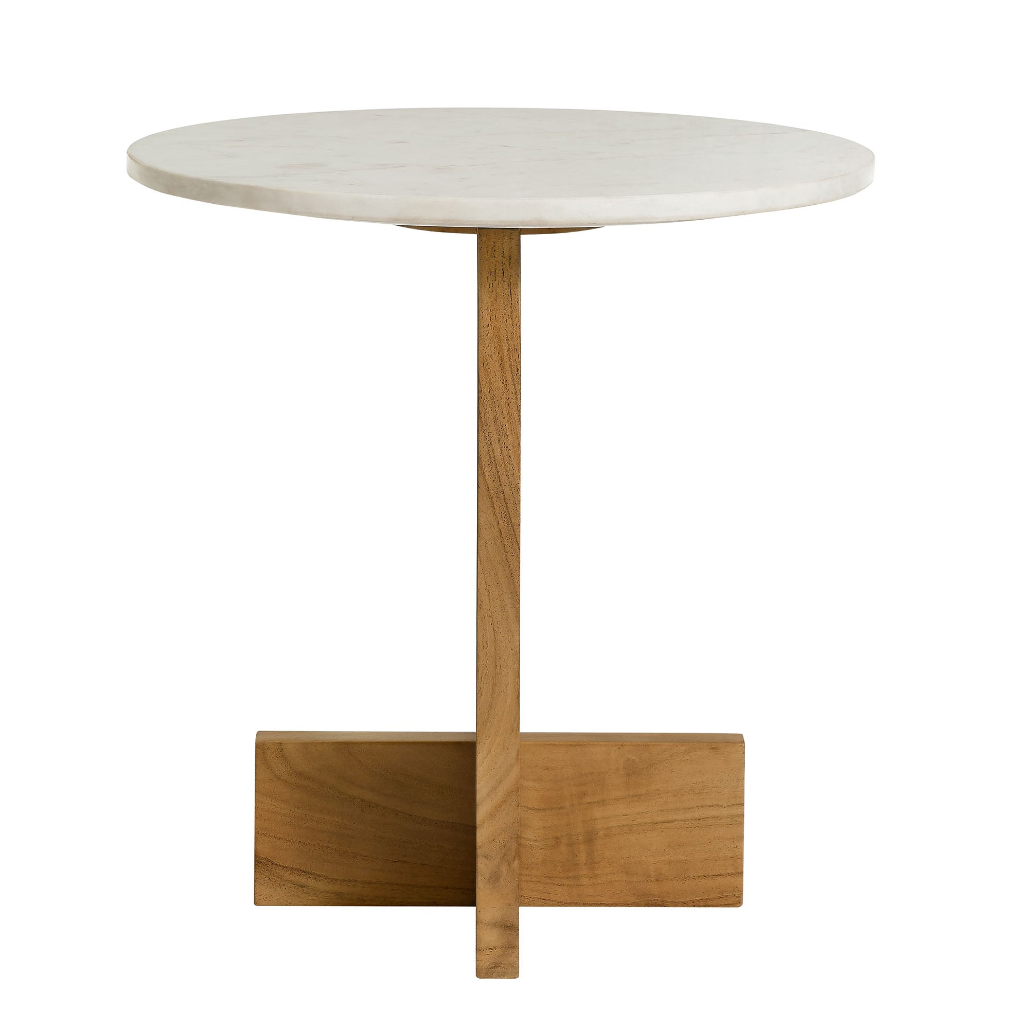 Tarin Acacia Wood and Marble Side Table, Natural