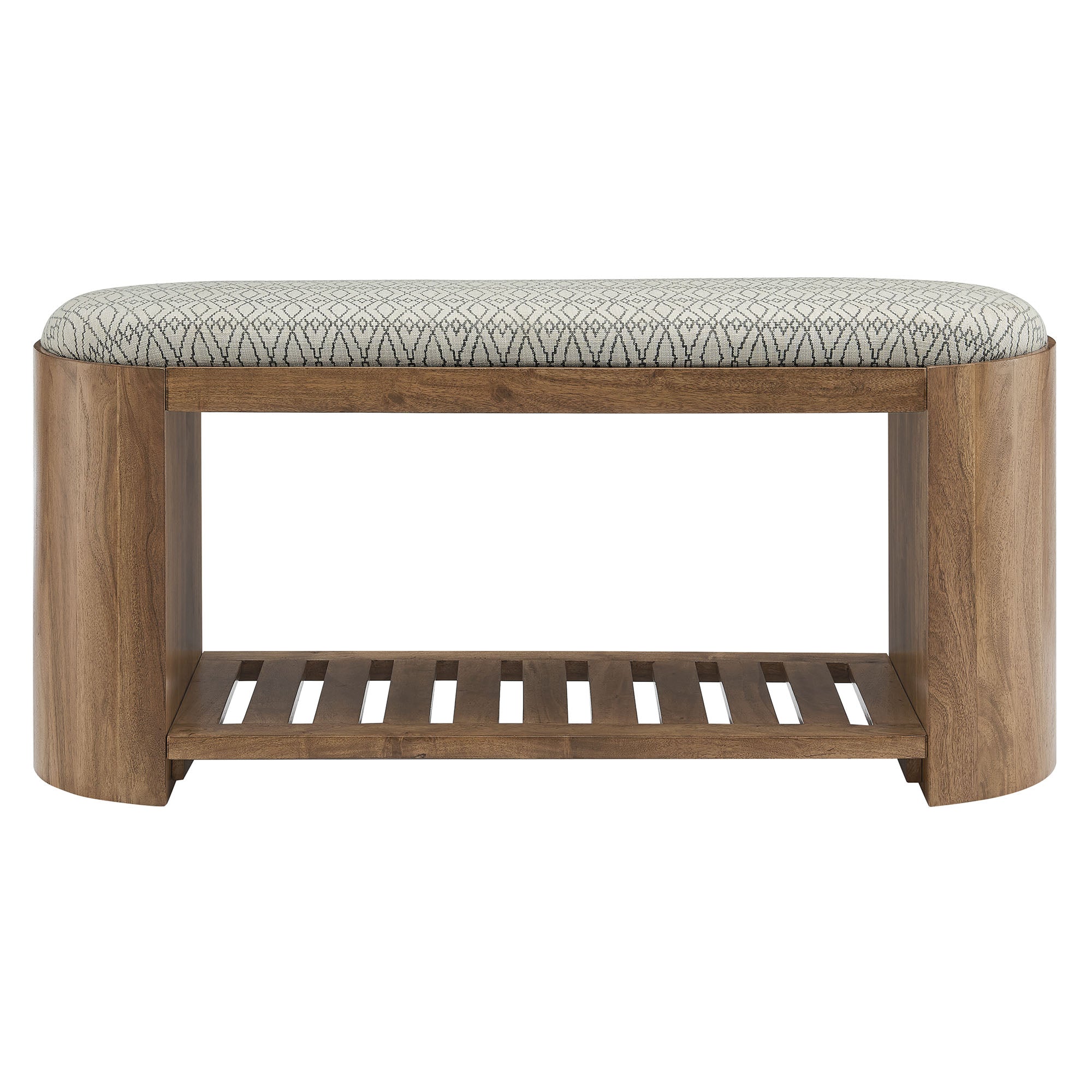 Ashby 45" Geometric Upholstered Bench, Natural Geometric